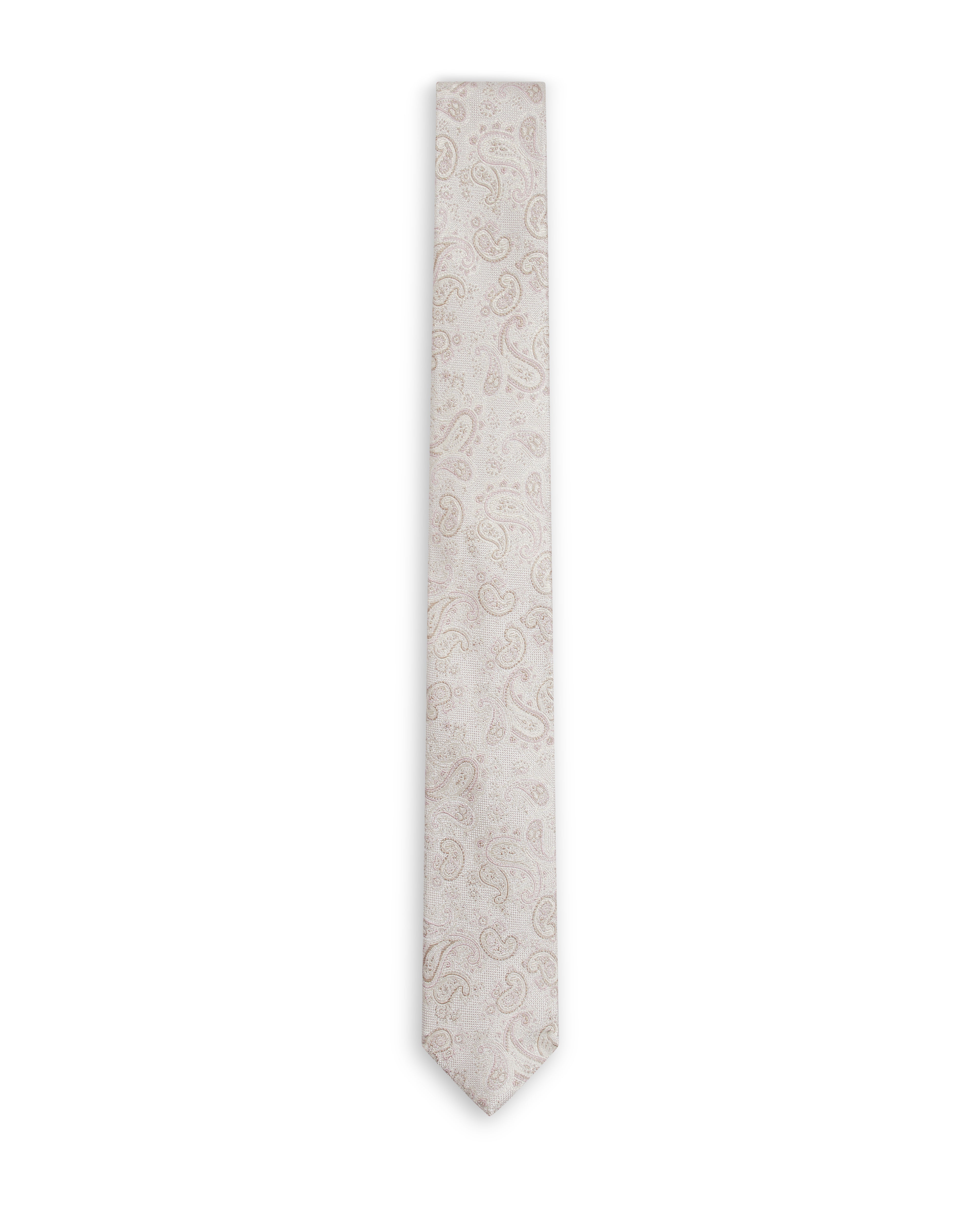 Cassino Jacquard Paisley Silk Tie Ecru