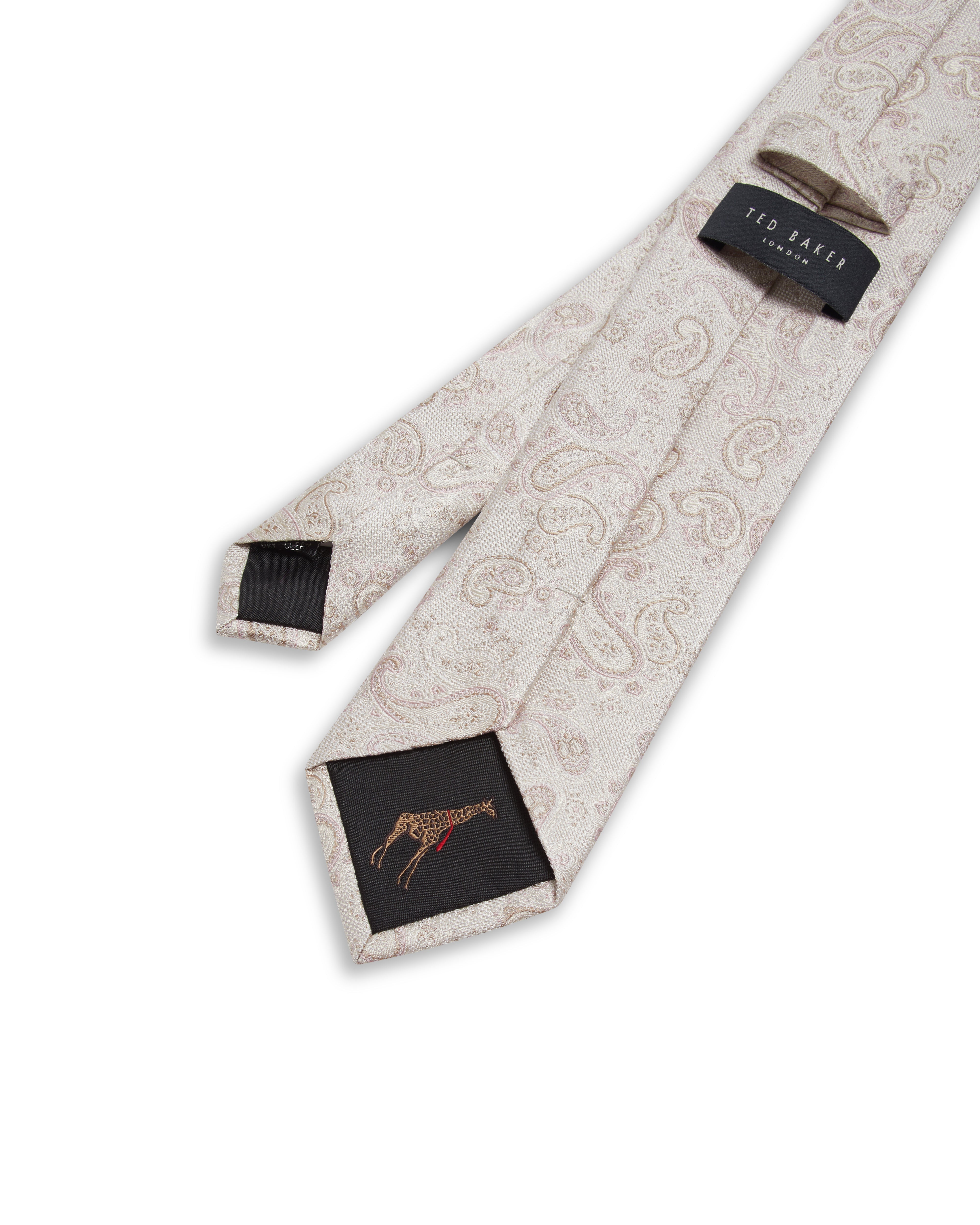 Cassino Jacquard Paisley Silk Tie Ecru