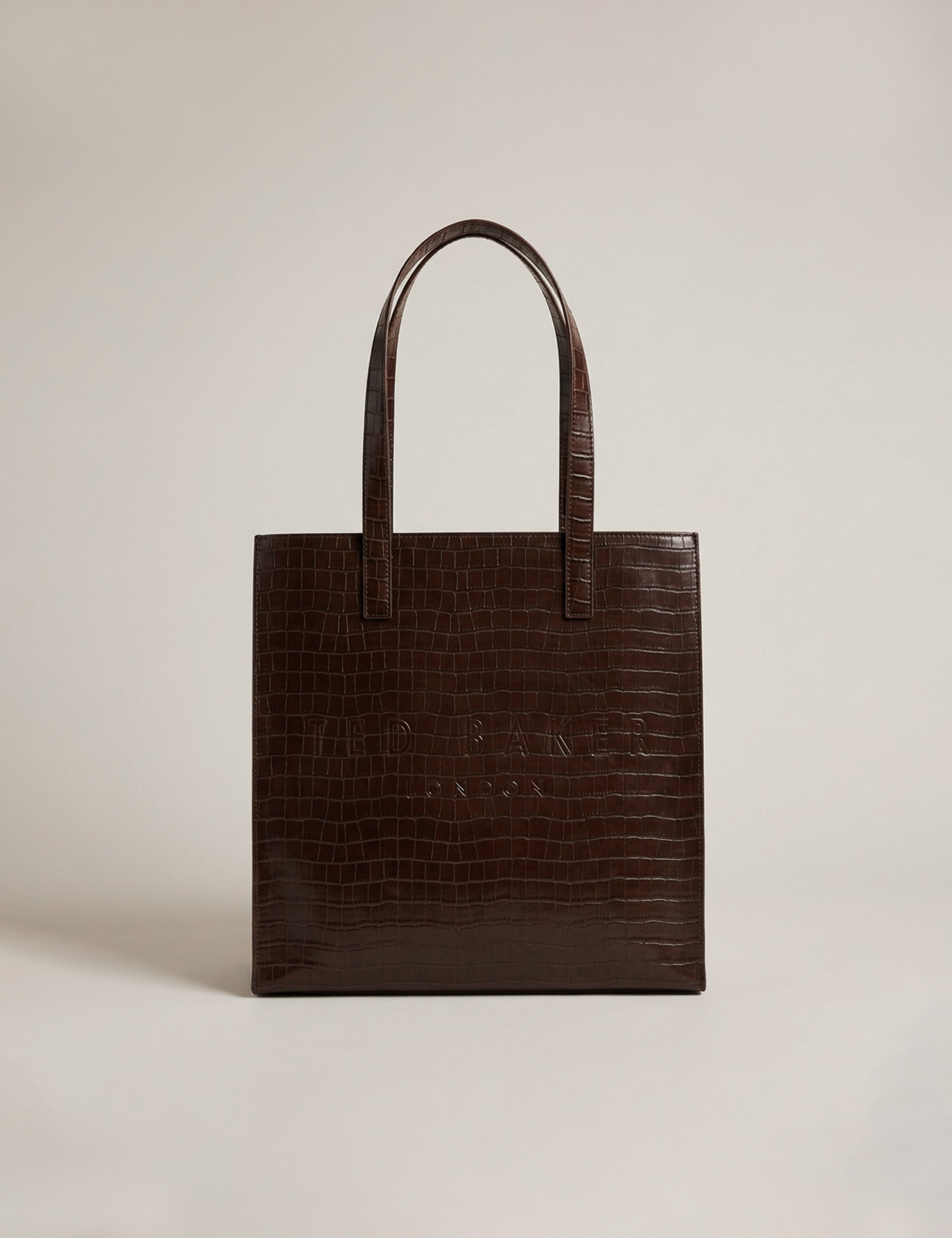 Croccon Croc Effect Large Icon Bag Brown