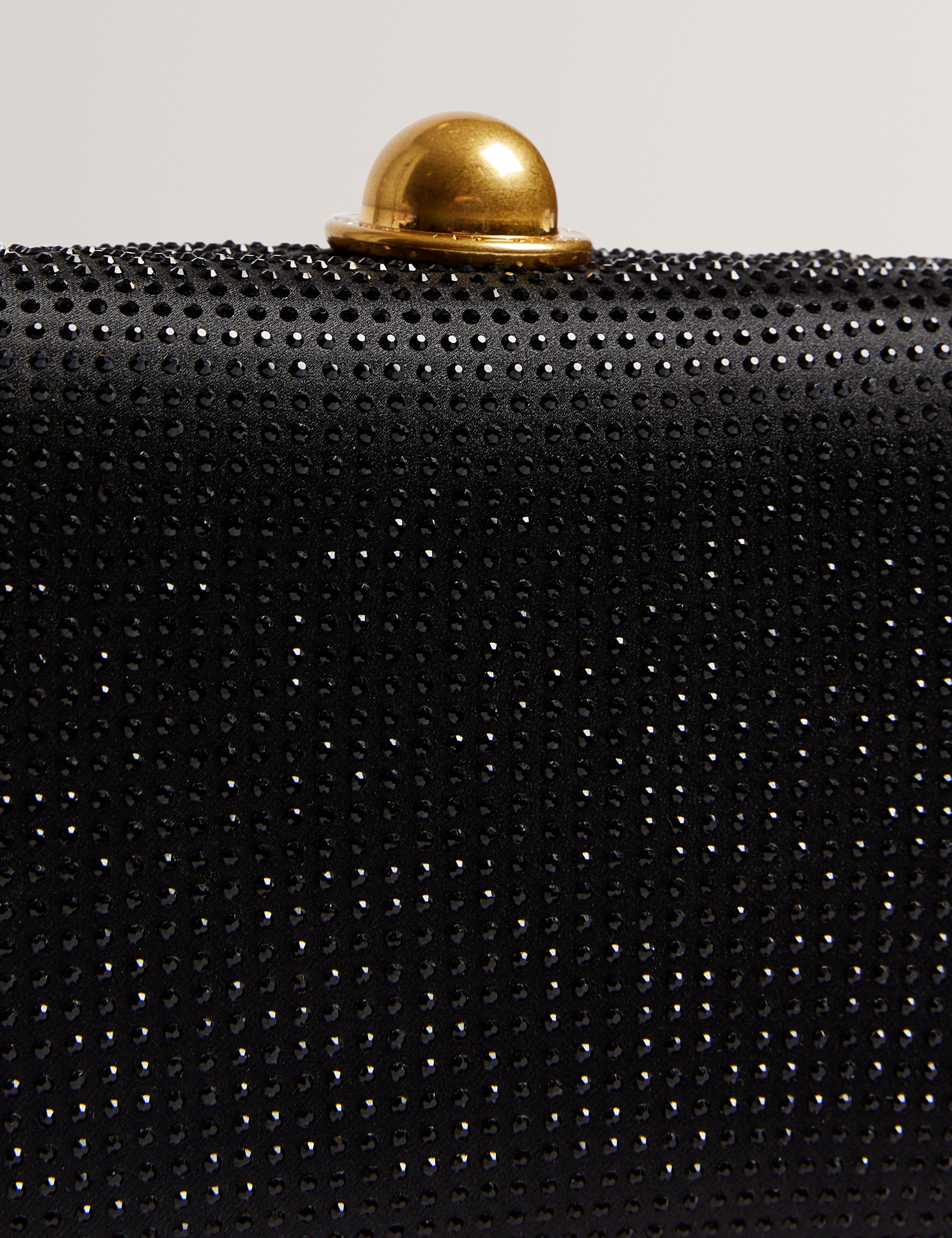 Cryzela Crystal Embellished Hard Clutch Black