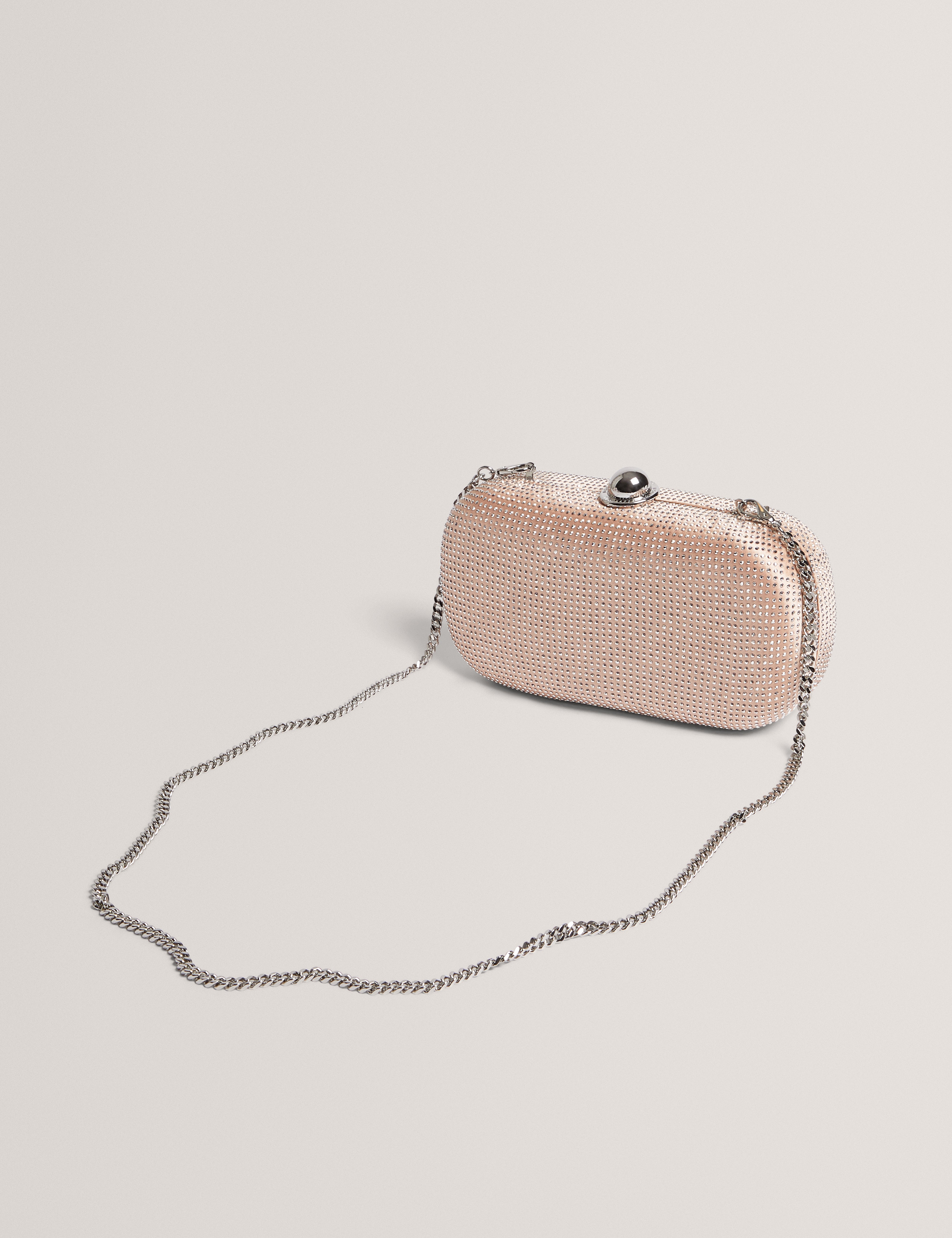 Cryzela Crystal Embellished Hard Clutch Lt-Pink