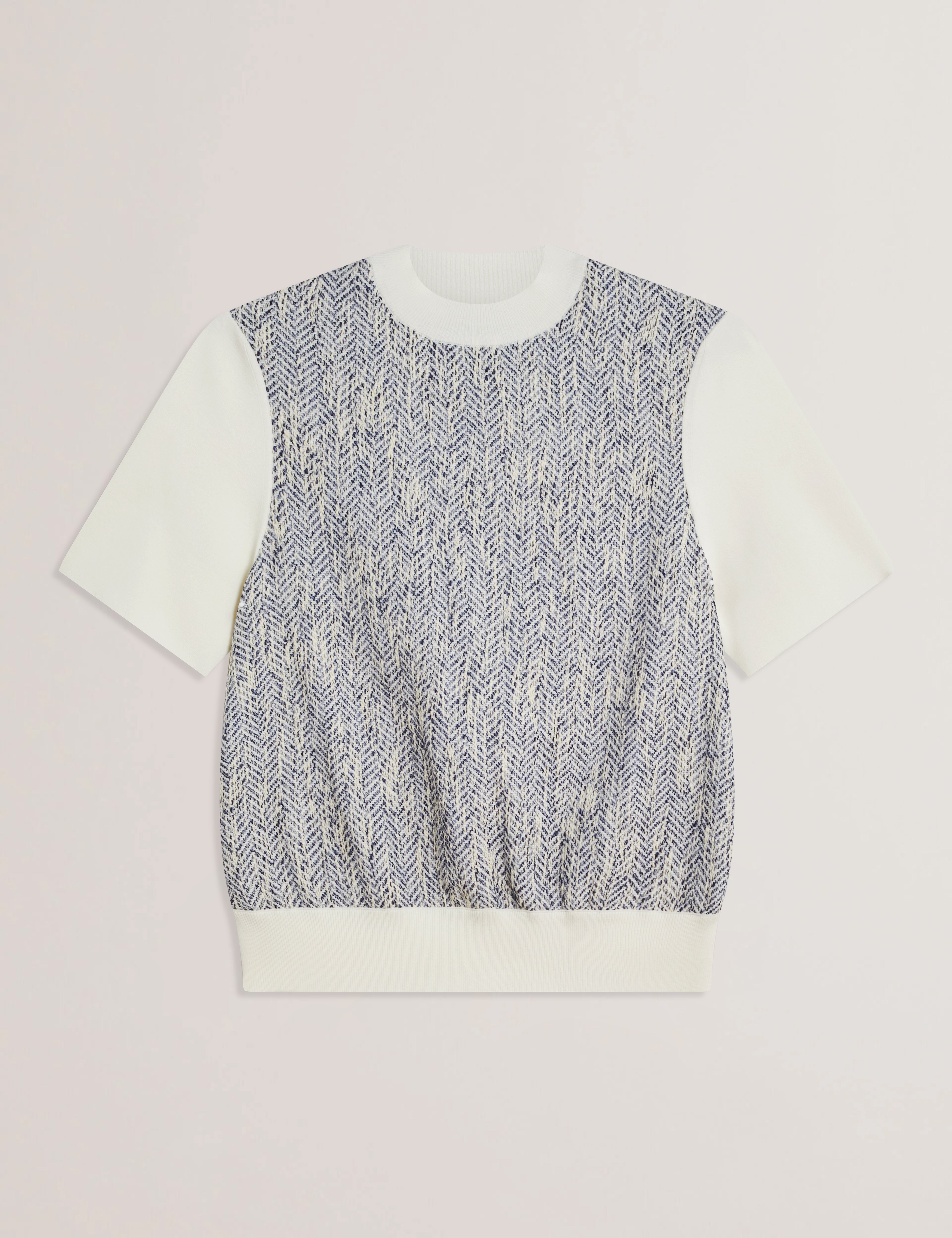 Ezzeli Boucle Front Short Sleeve Sweatshirt Lt-Blue