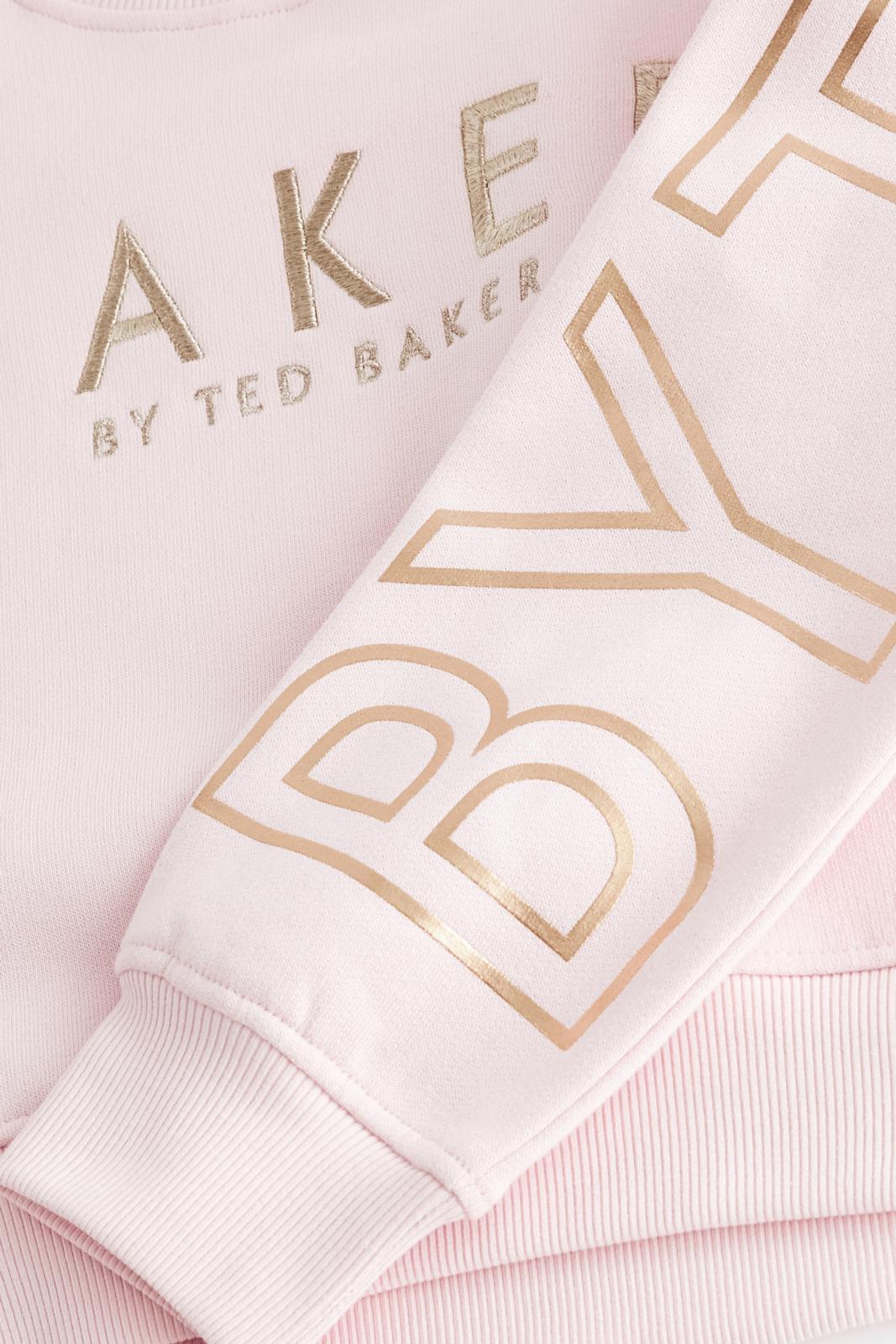 Baker By Ted Baker Pink Branded Back 100% Cotton Sweater And Pink