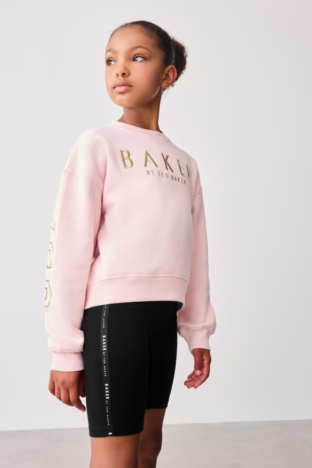 Baker By Ted Baker Pink Branded Back 100% Cotton Sweater And Pink