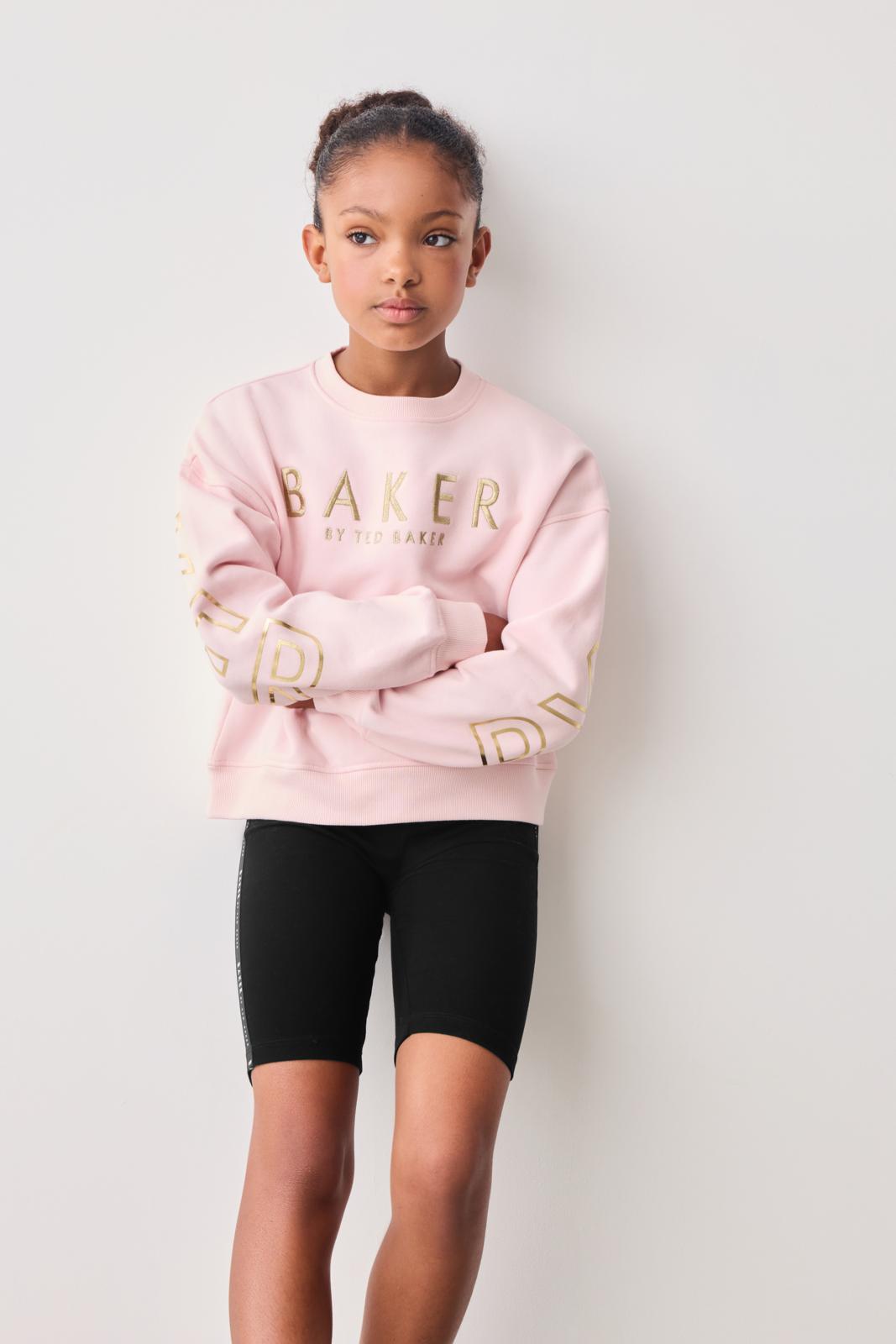 Baker By Ted Baker Pink Branded Back 100% Cotton Sweater And Pink