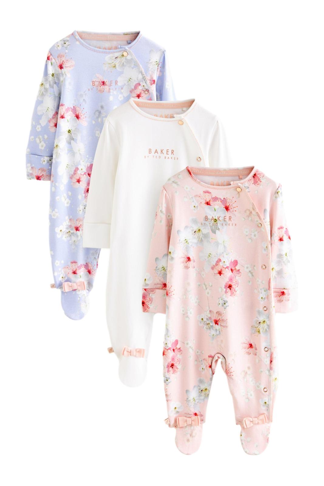 Baker By Ted Baker 100% Cotton Sleepsuits 3 Pack Multicol