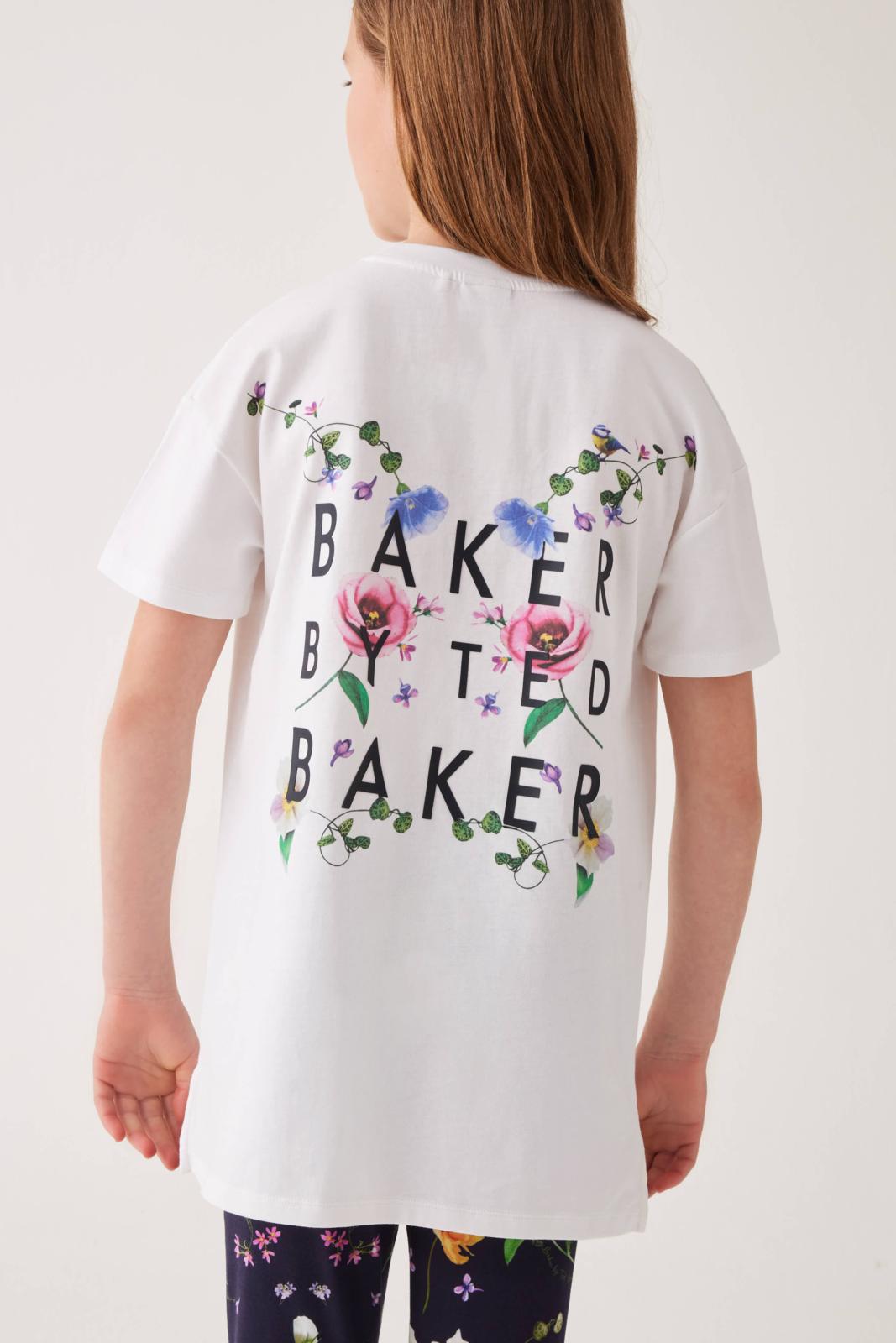 Baker By Ted Baker Navy Floral Graphic 100% Cotton T-Shirt And Navy