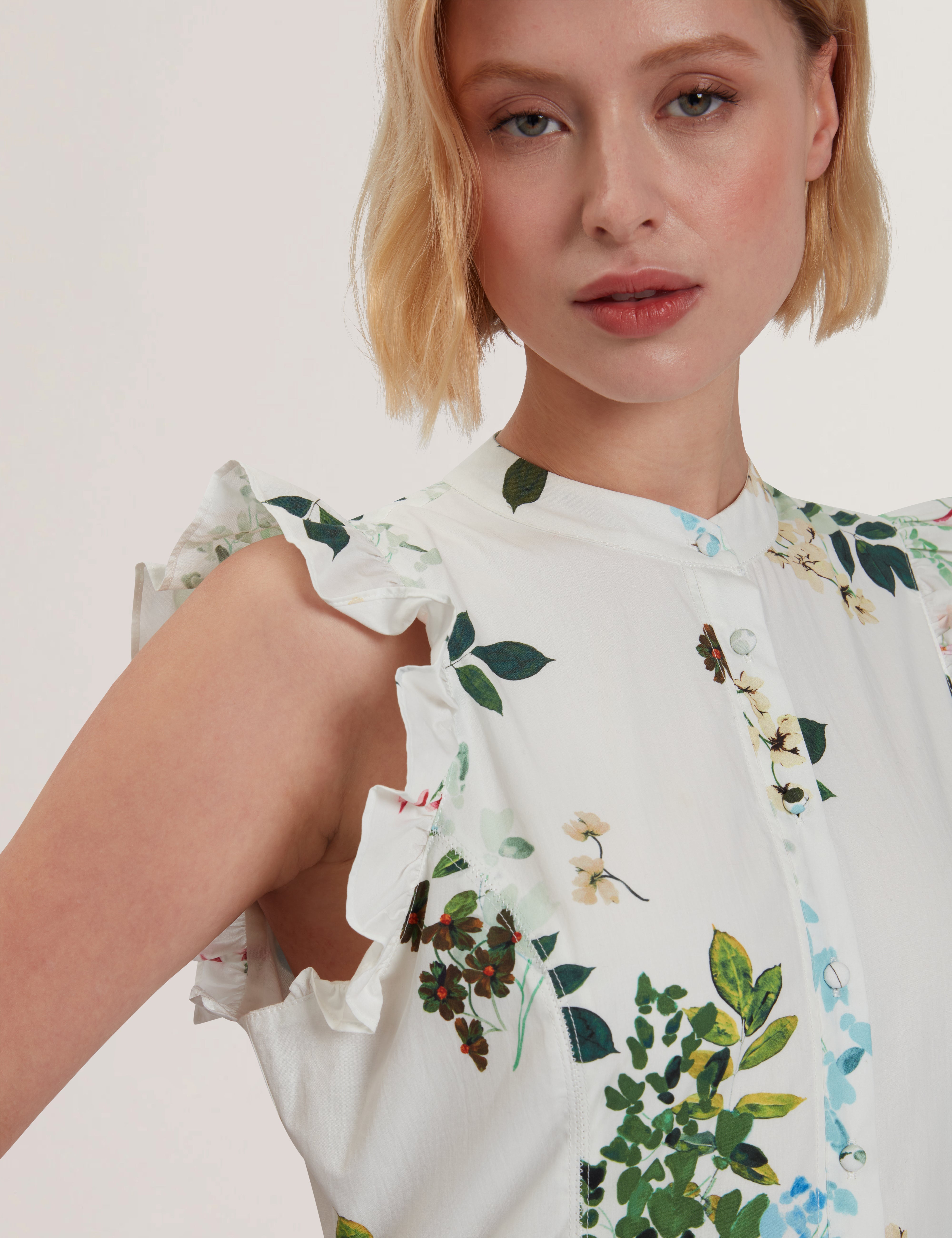 Giolia Cotton Printed Sleeveless Midi Dress White