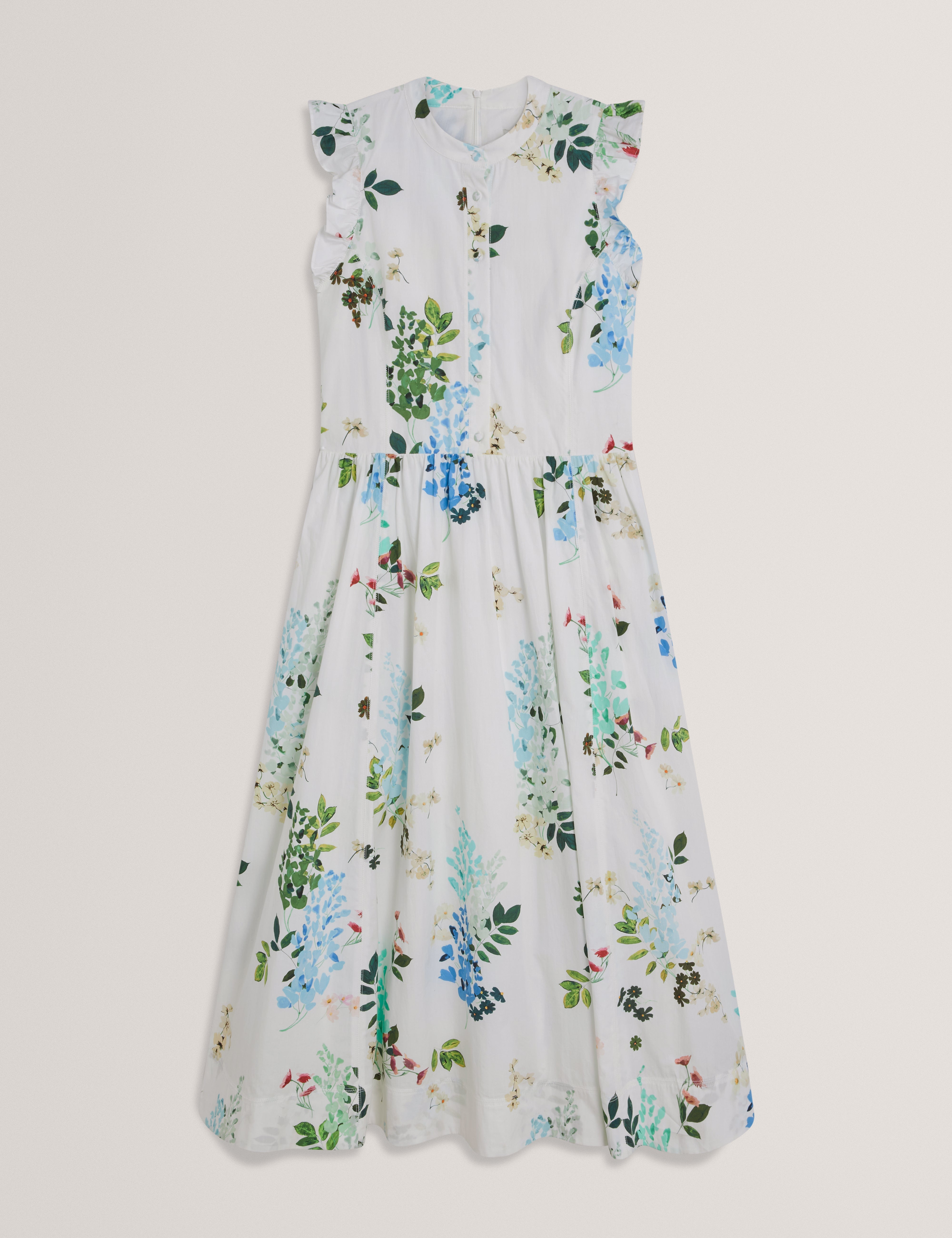 Giolia Cotton Printed Sleeveless Midi Dress White