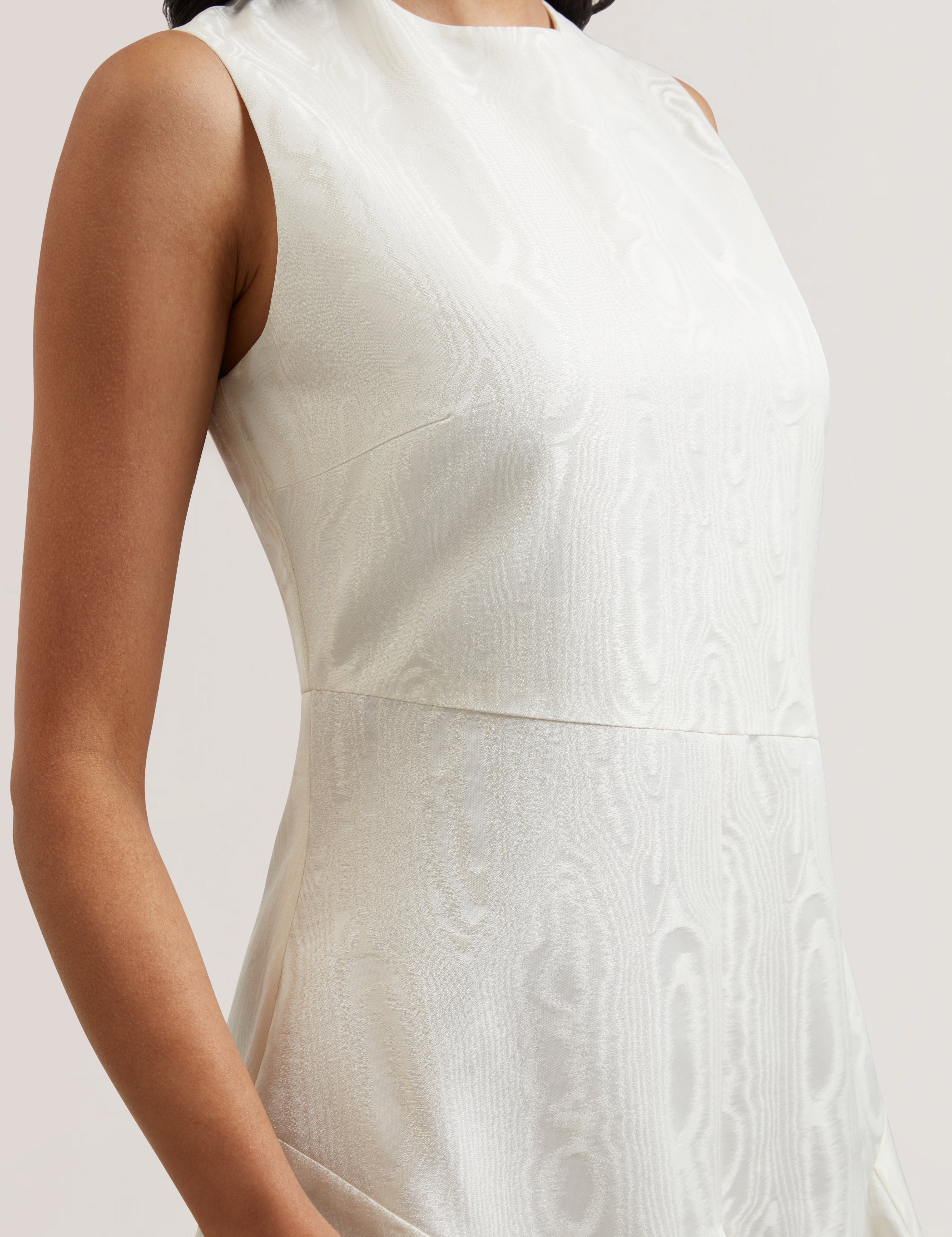 Giovaa Seaming Detail Taffeta Midi Dress Ivory