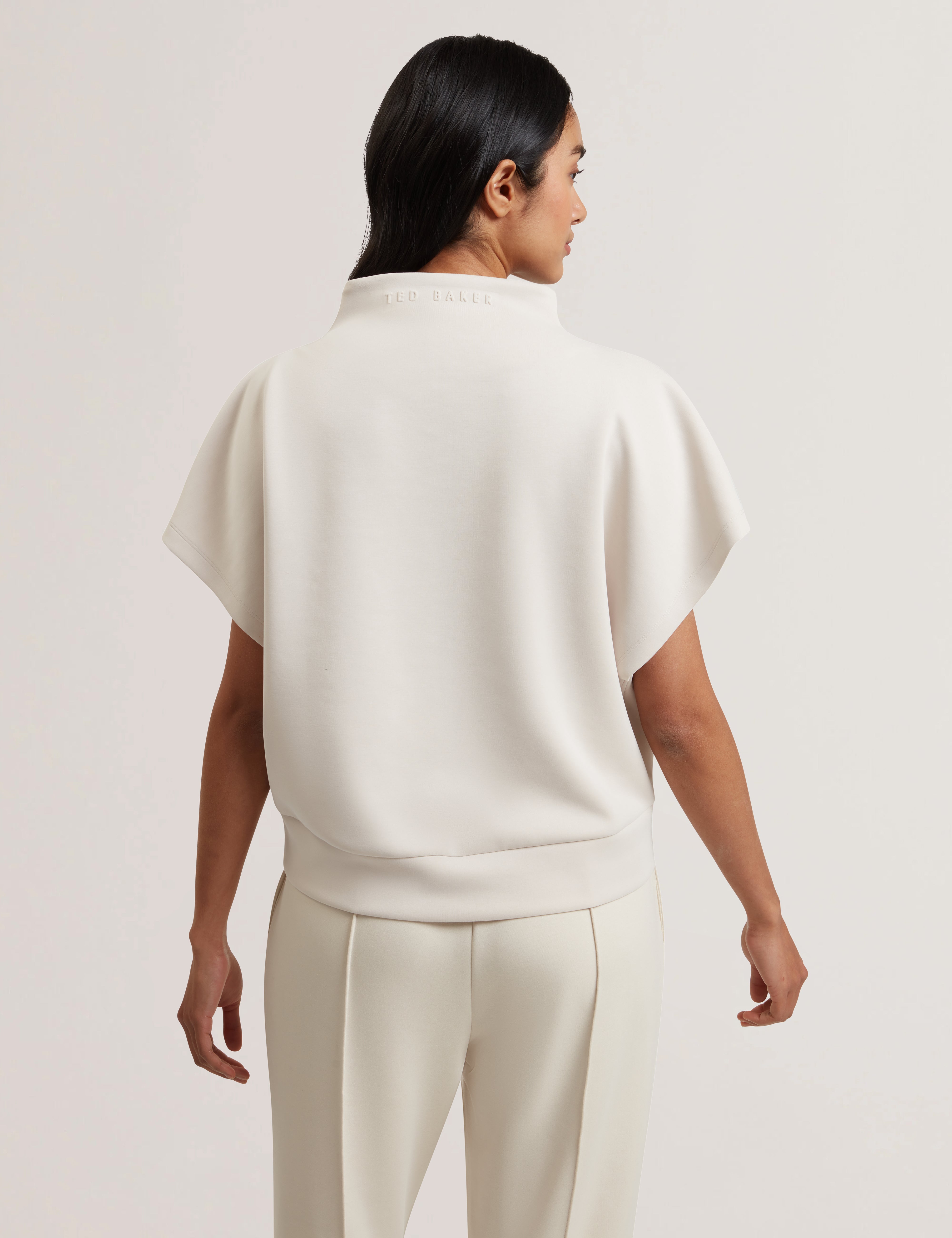 Haliyy Cupro Funnel Neck Sweat Tee Ivory
