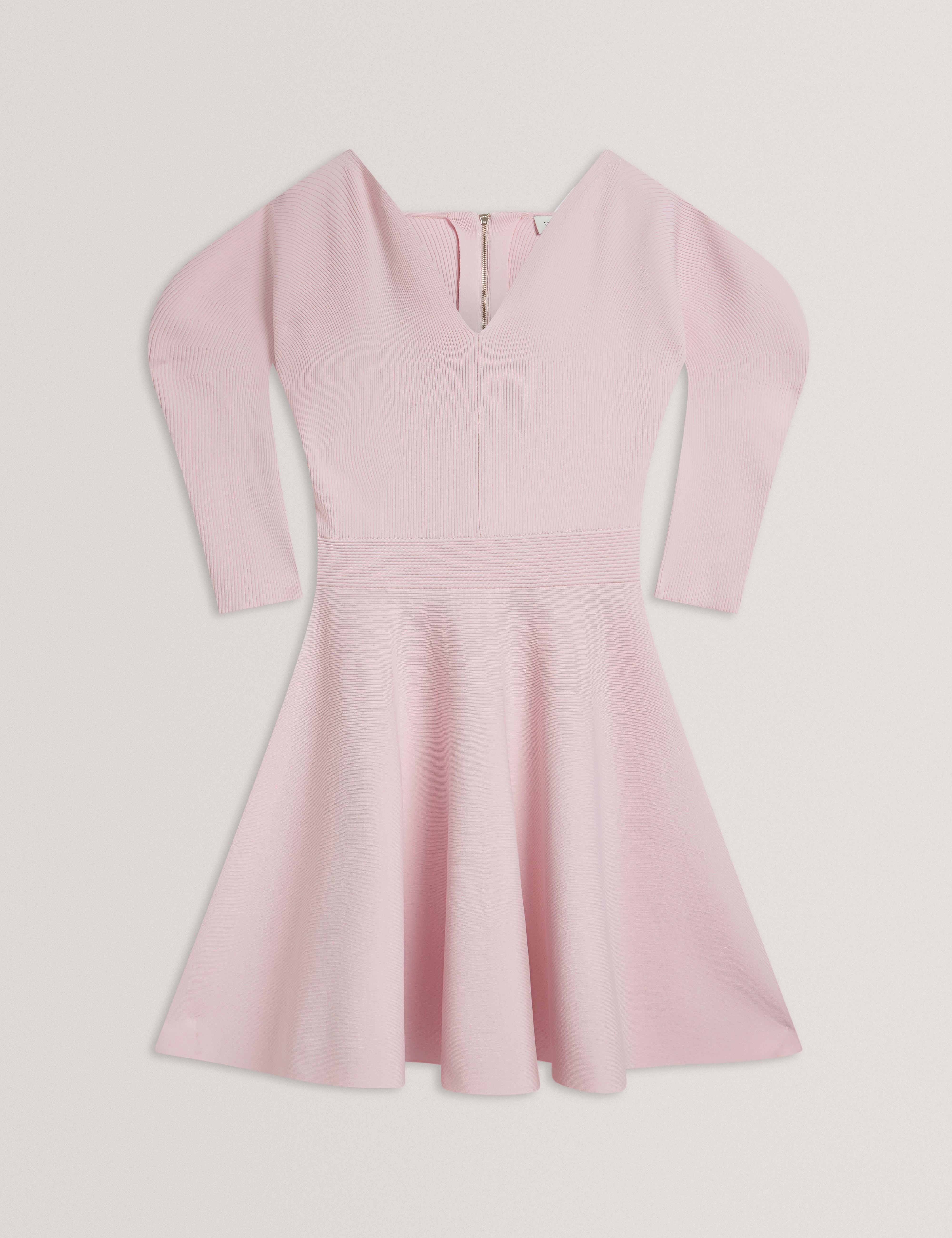 Jescka Sculptured Knit Skater Dress Lt-Pink