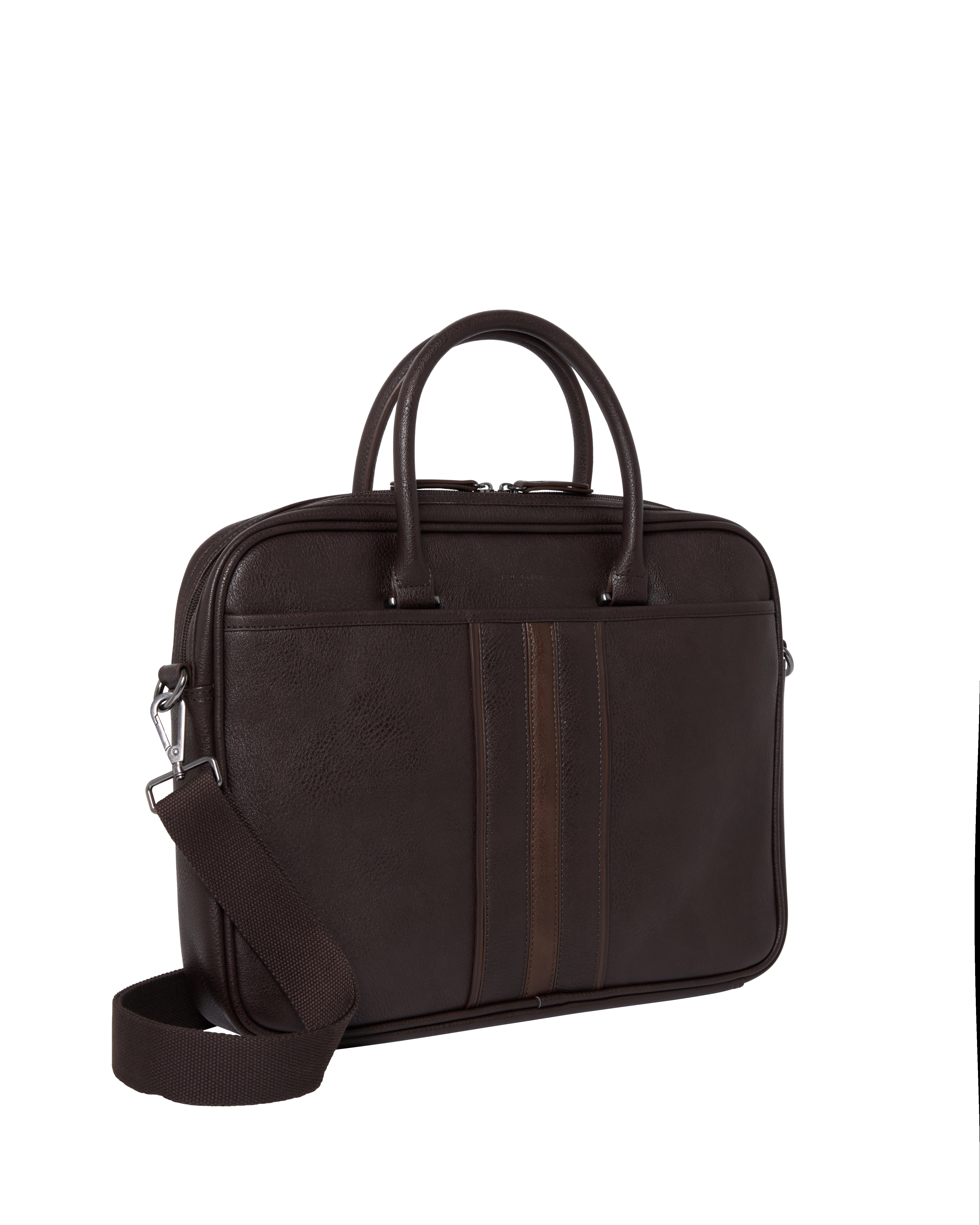 Kenriik Stripe Pu Document Bag Brn-Choc
