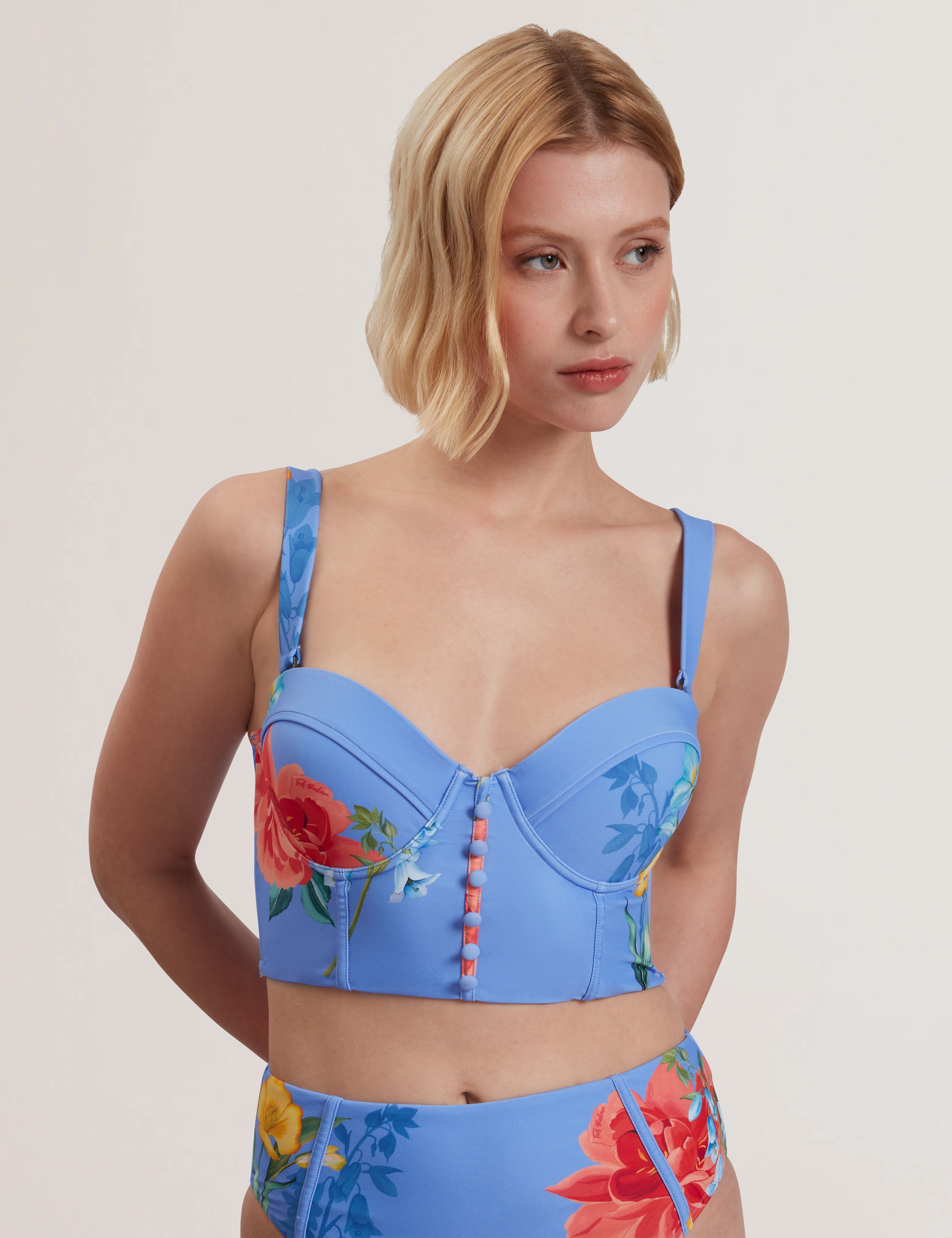 Loriiaa Floral Printed Underwired Bikini Brt-Blue