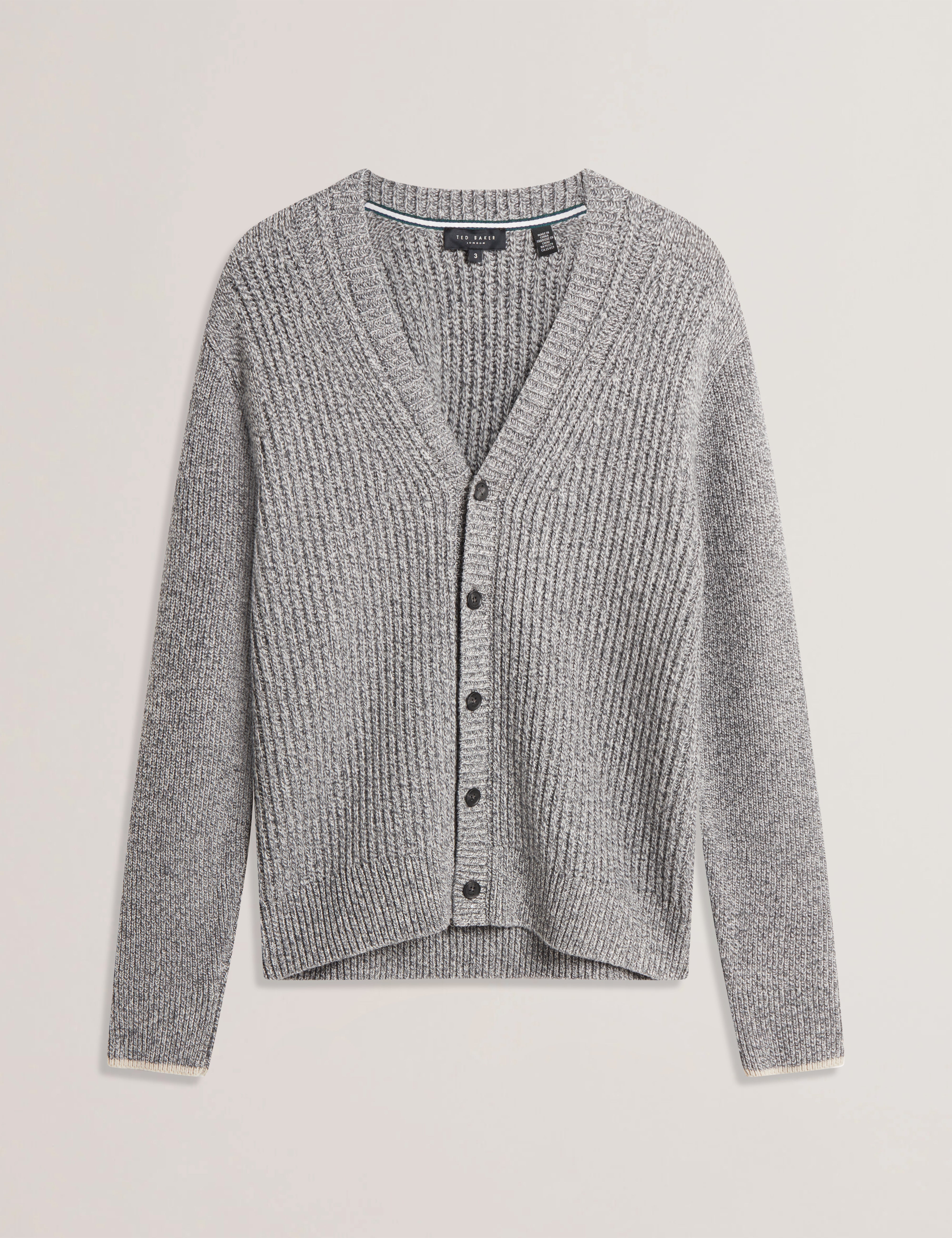 Alman Ribbed Button Cardigan Grey