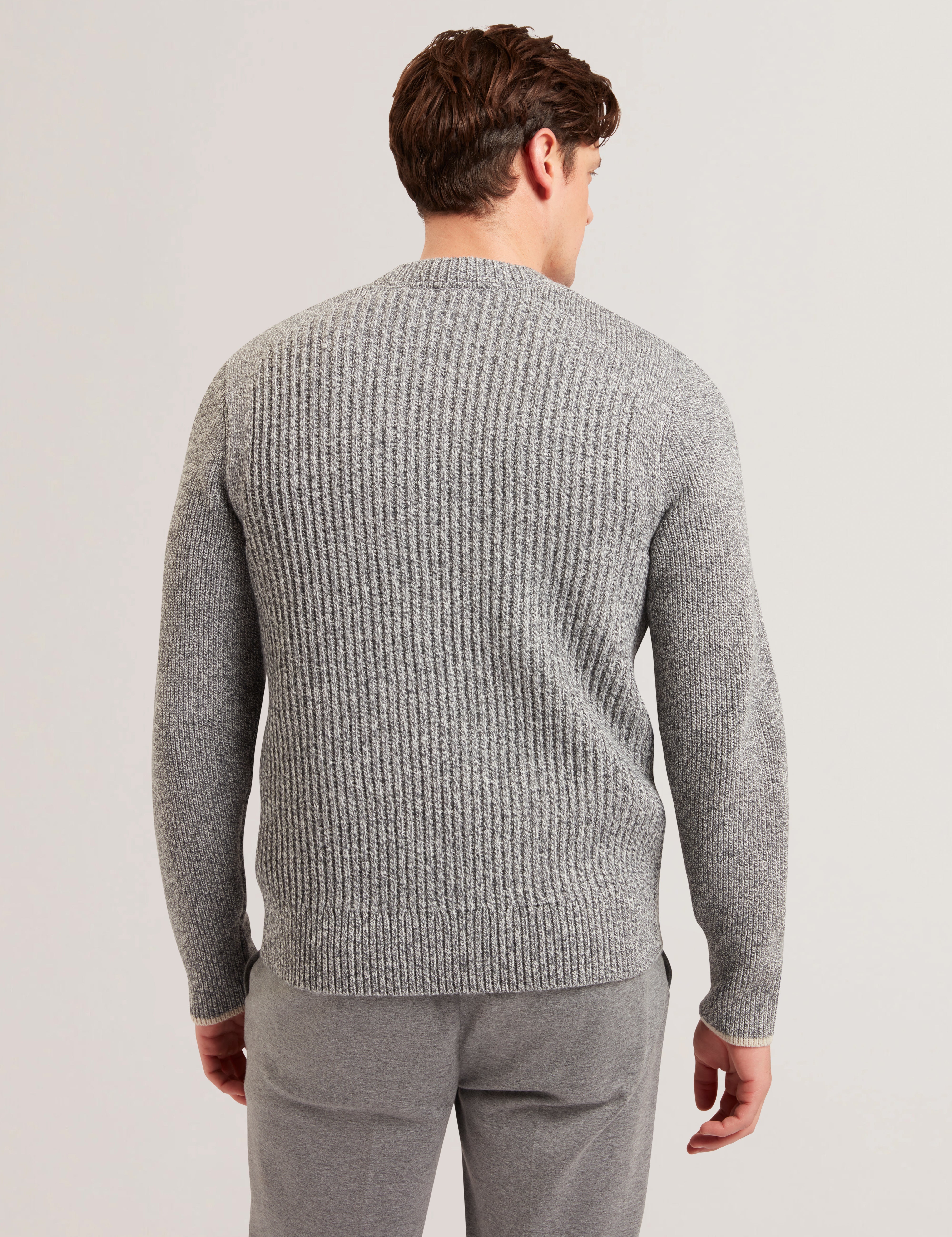 Alman Ribbed Button Cardigan Grey