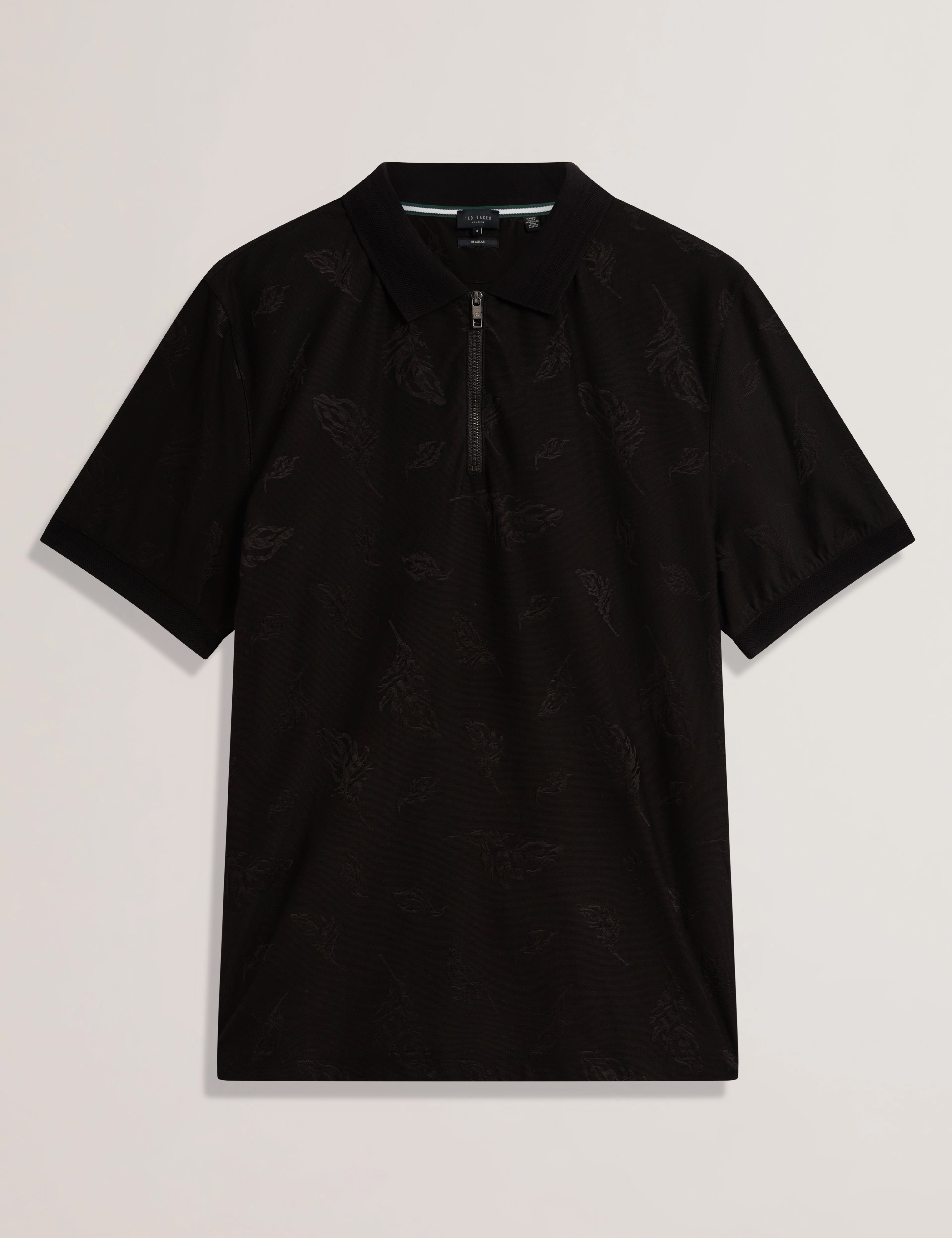 Neyack Ss Feather Jacquard Zip Polo Black