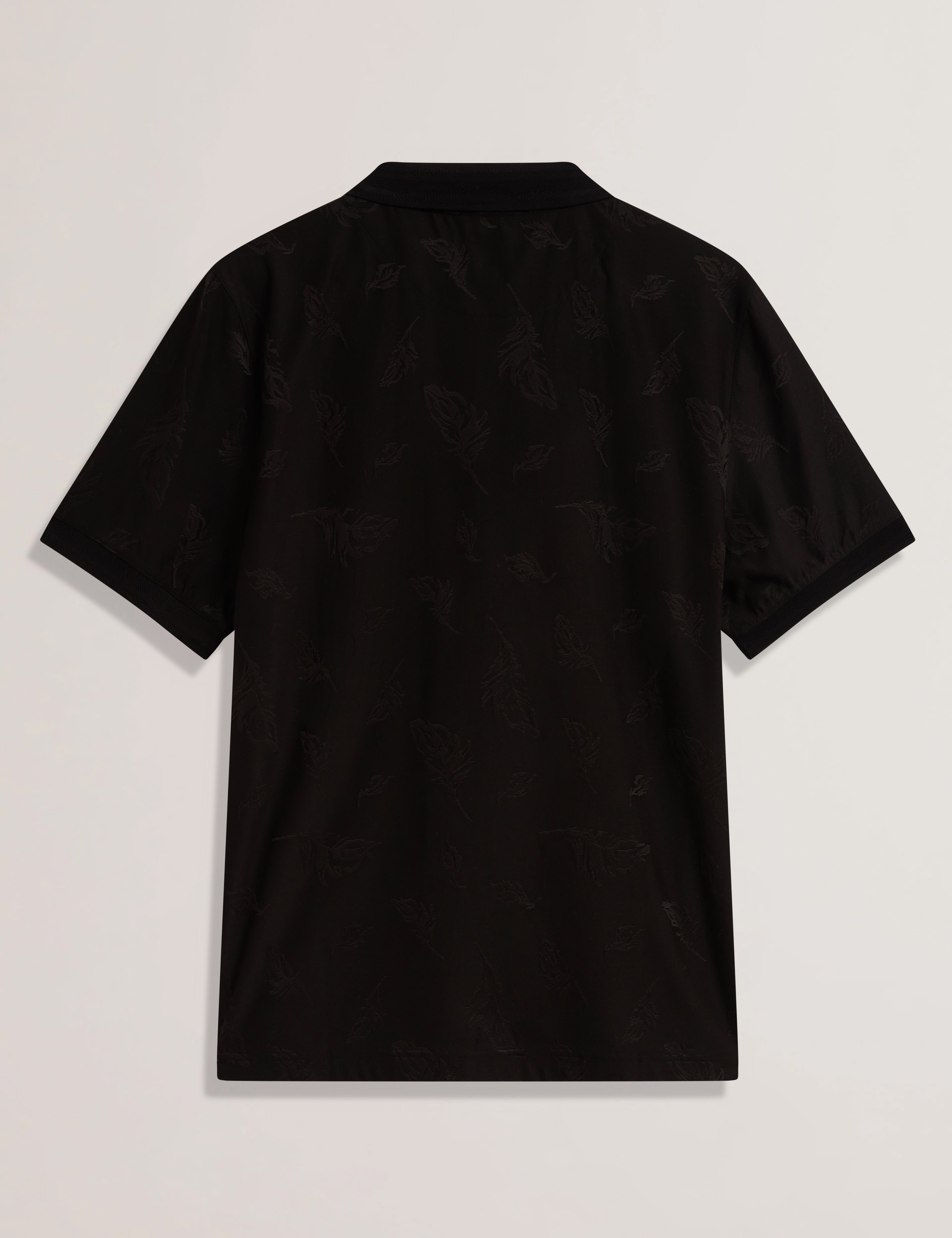 Neyack Ss Feather Jacquard Zip Polo Black