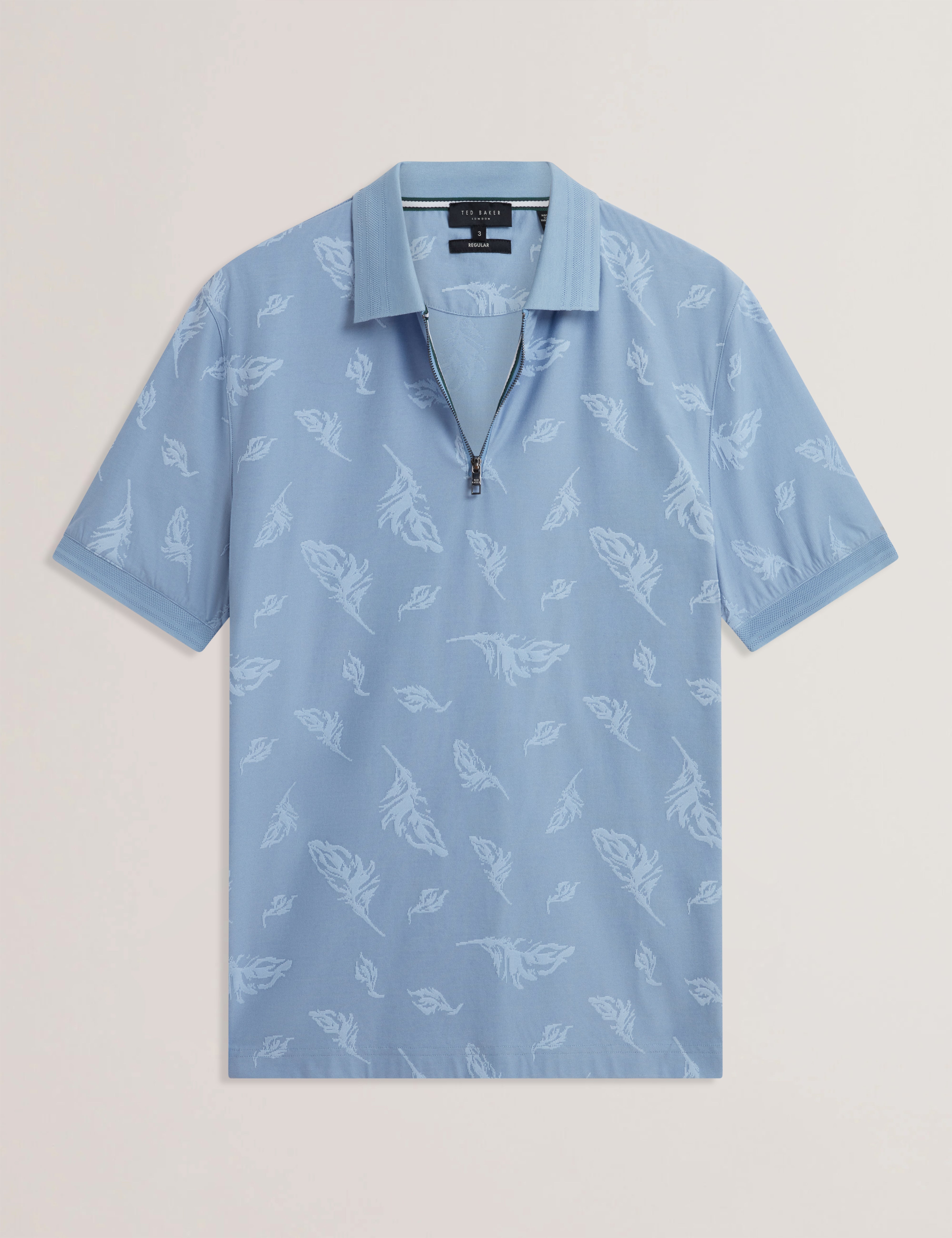 Neyack Ss Feather Jacquard Zip Polo Blue