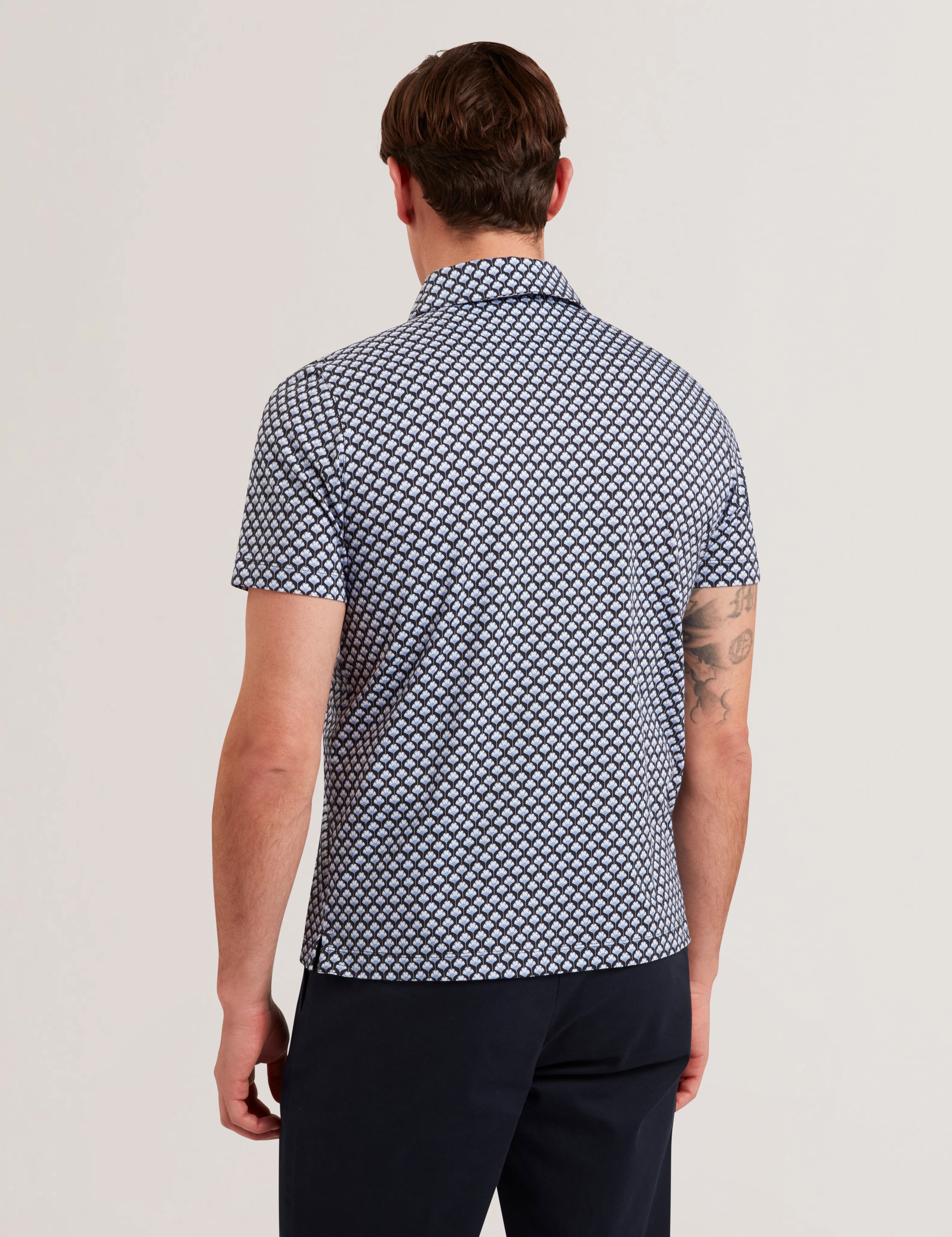 Ounslo Ss Regular Fit Printed Zip Polo Blue