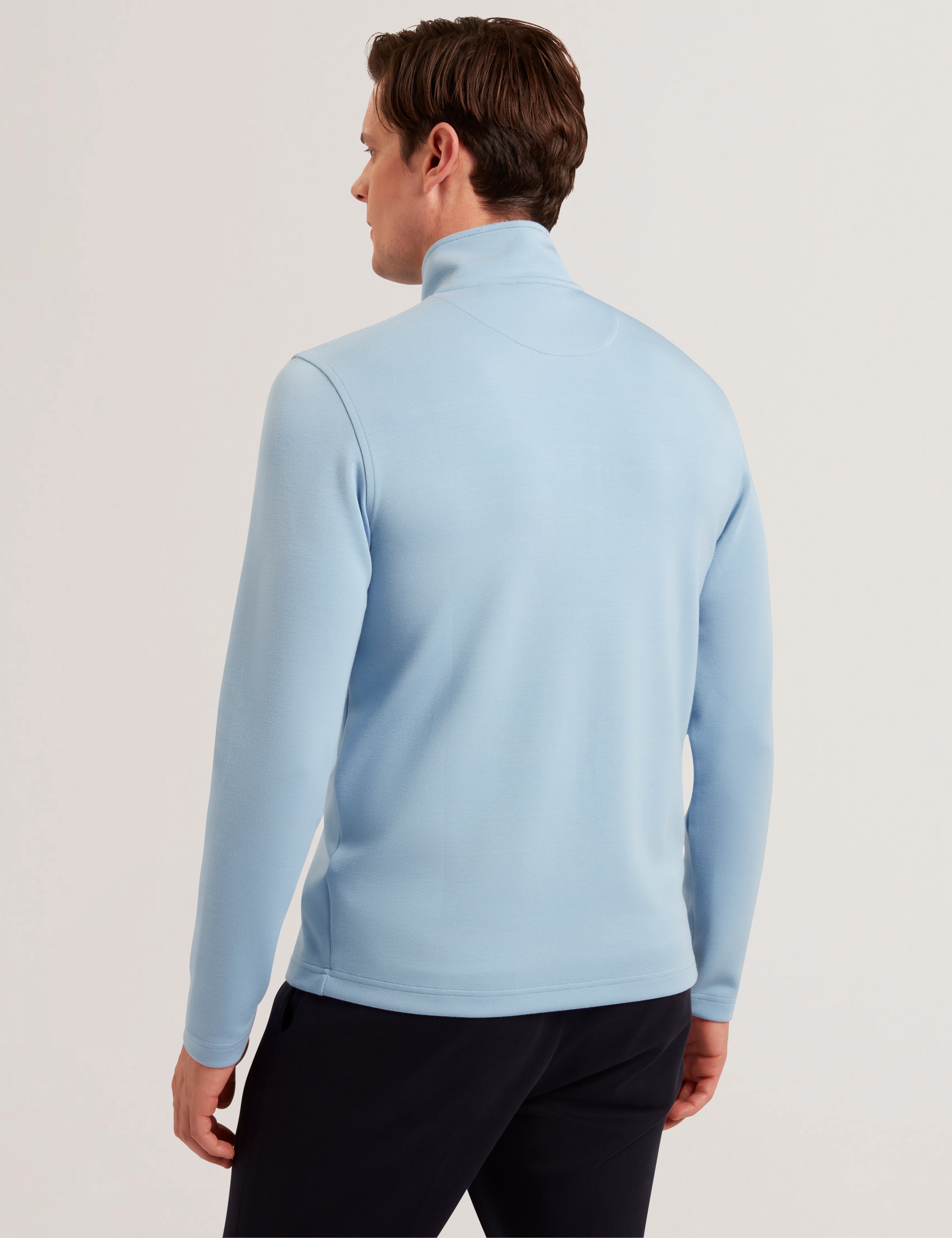 Simonea Long Sleeve Regular Herringbone Half-Zip Blue