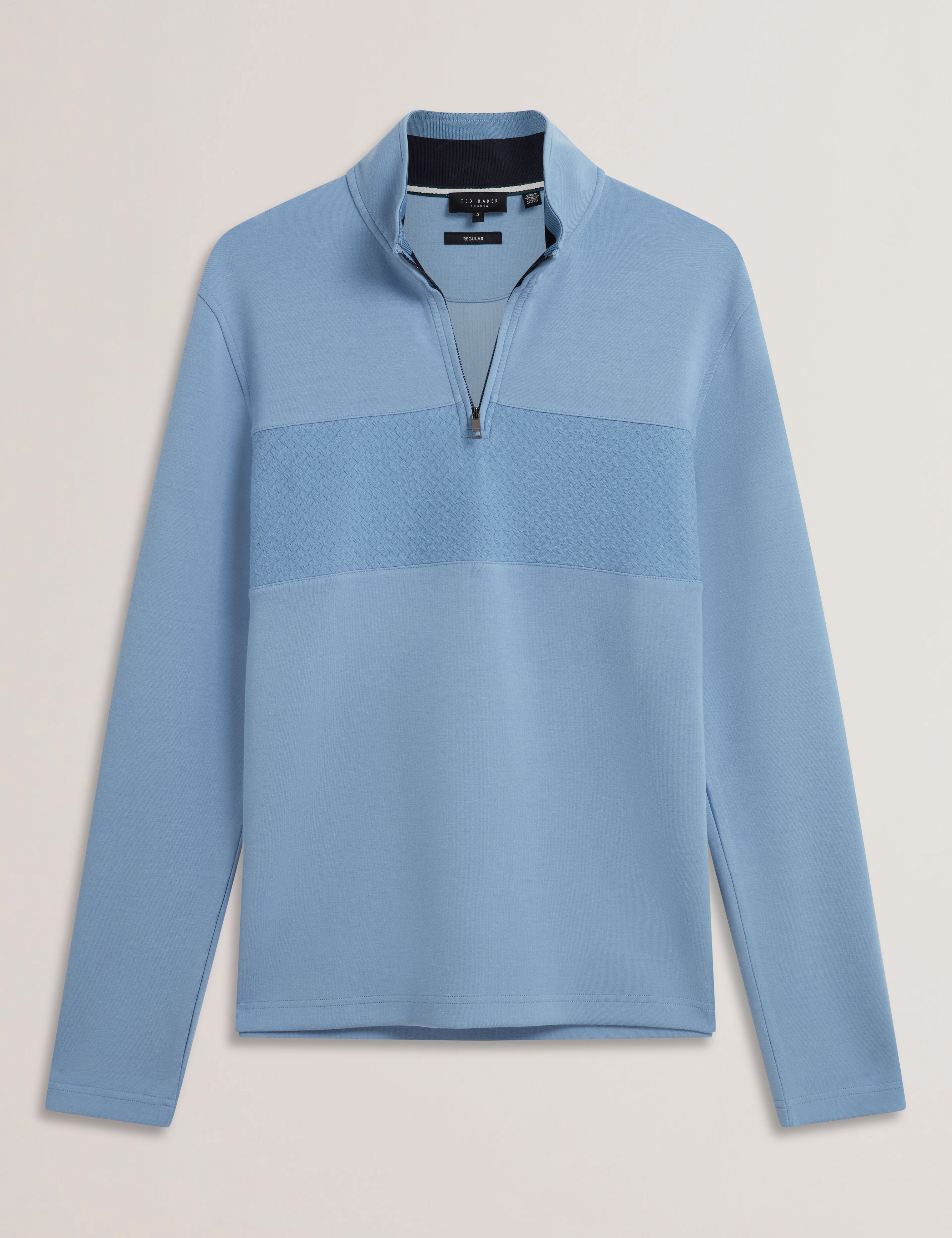 Simonea Long Sleeve Regular Herringbone Half-Zip Blue