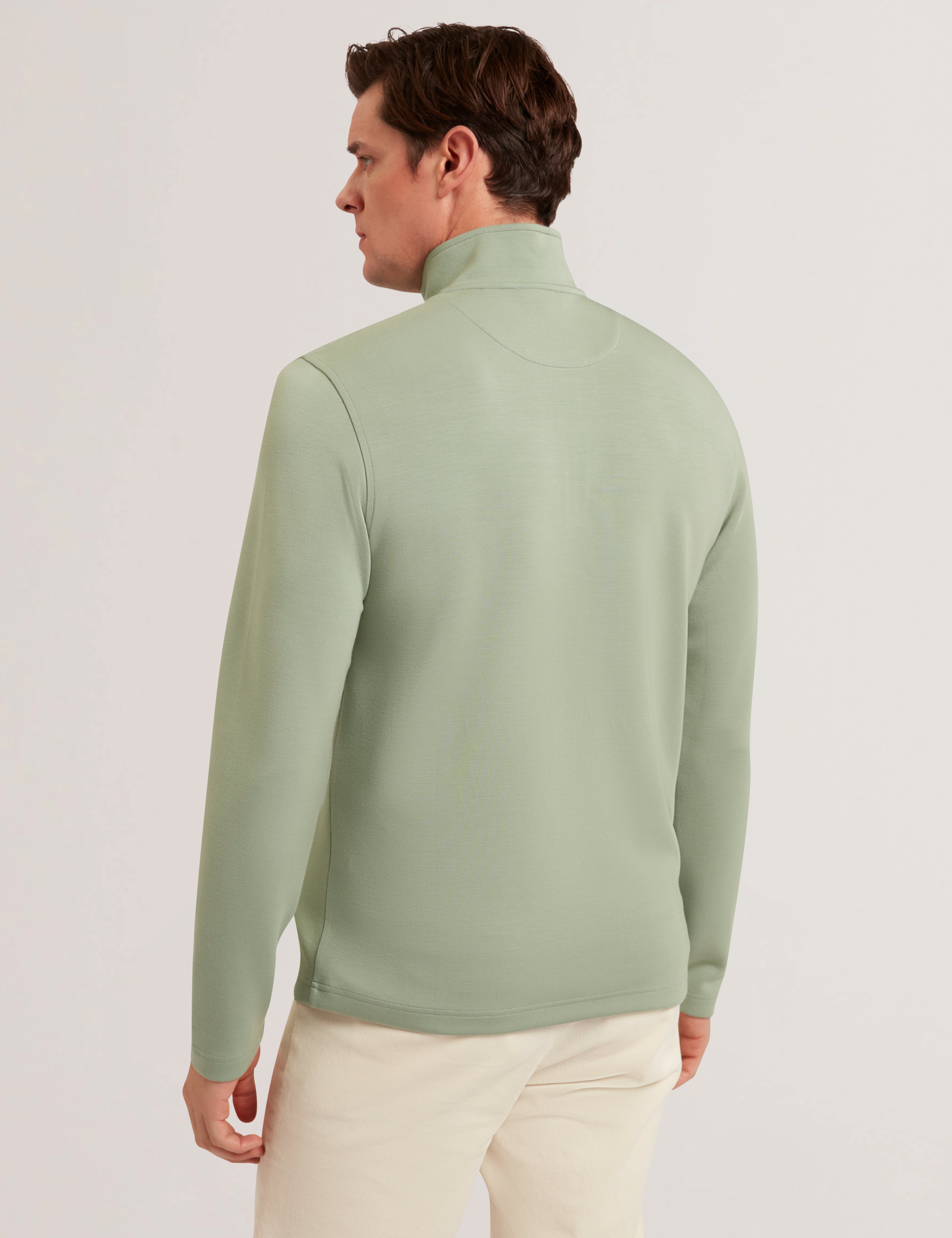 Simonea Long Sleeve Regular Herringbone Half-Zip Green