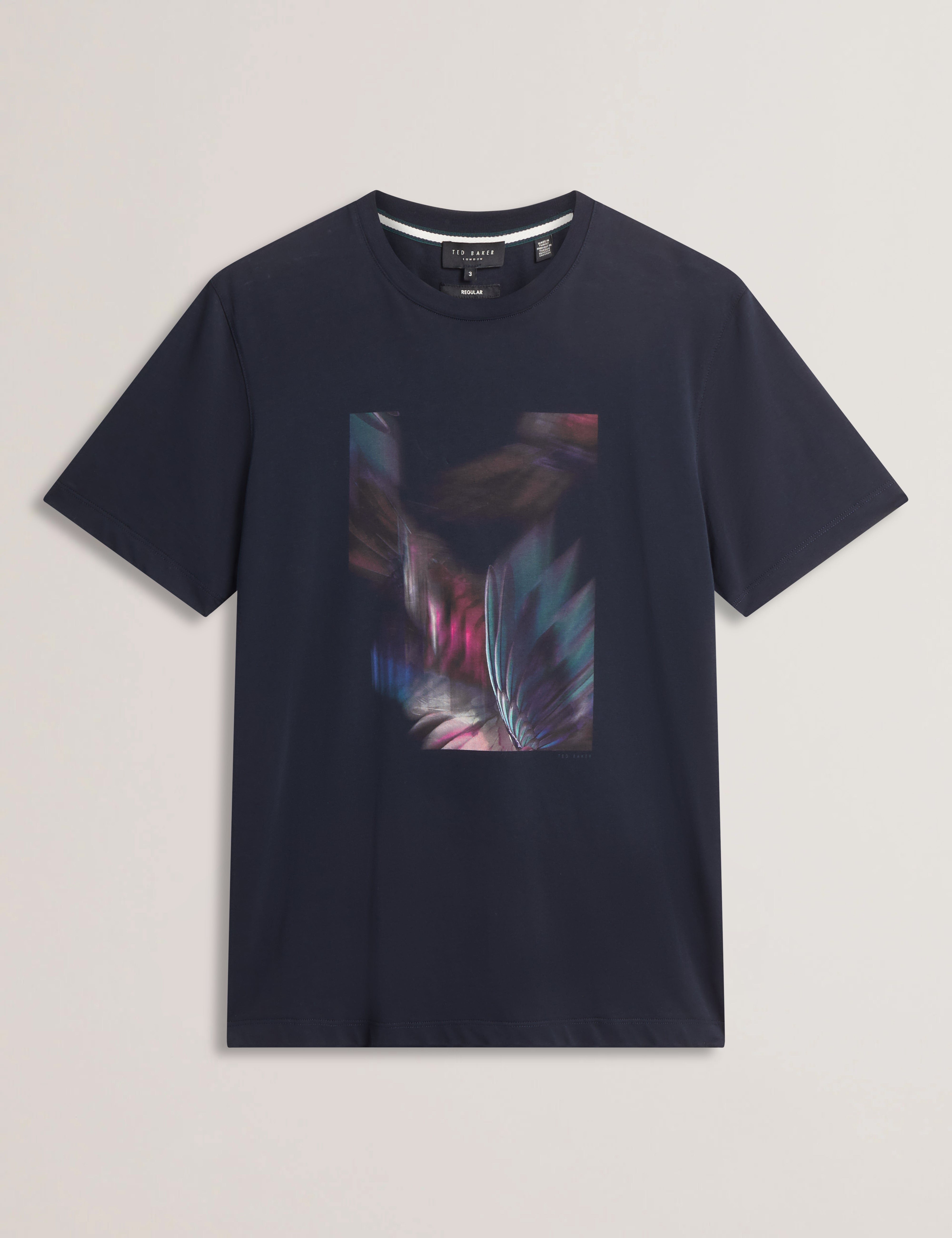 Fether Short Sleeve Box Printed T-Shirt Navy