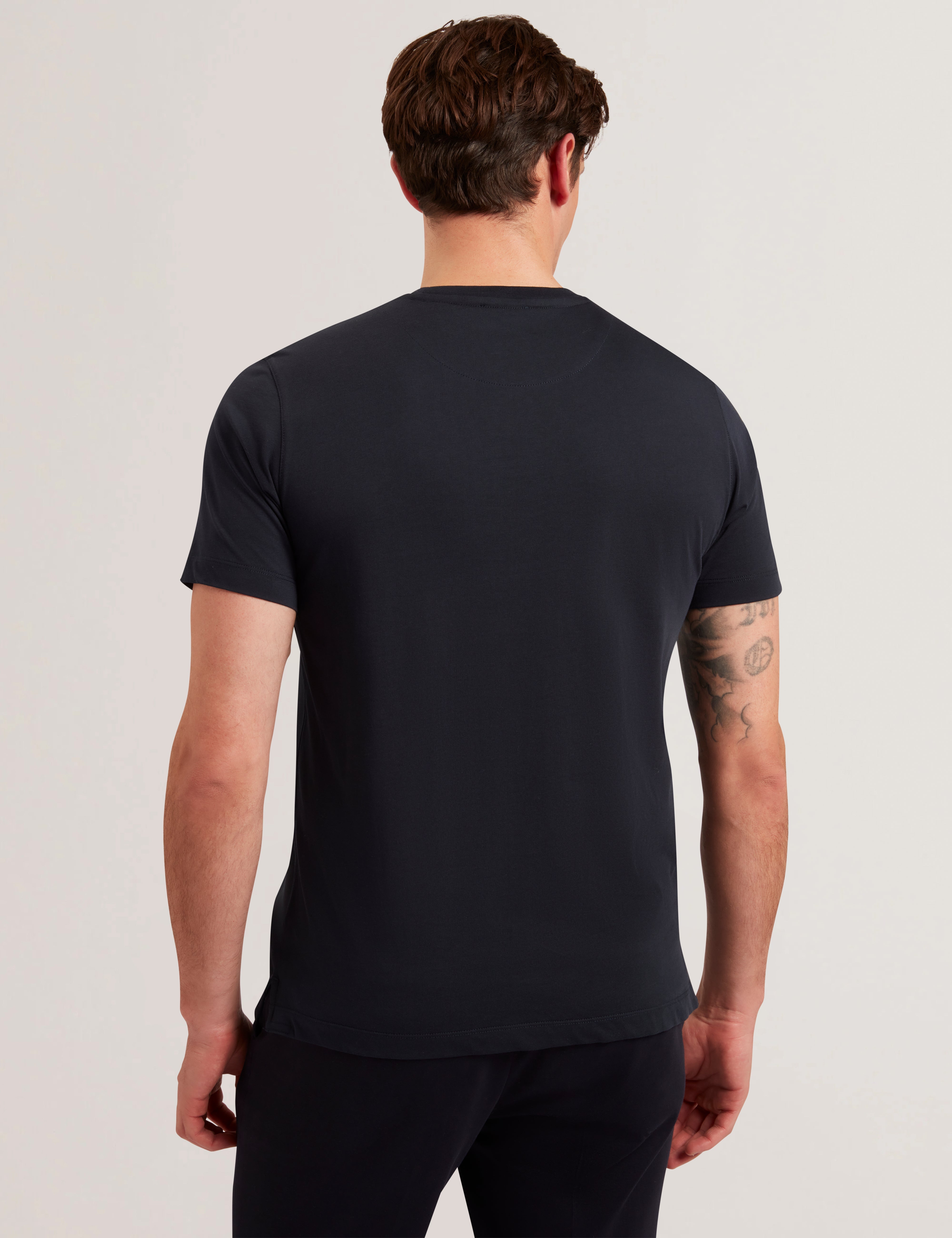 Fether Short Sleeve Box Printed T-Shirt Navy