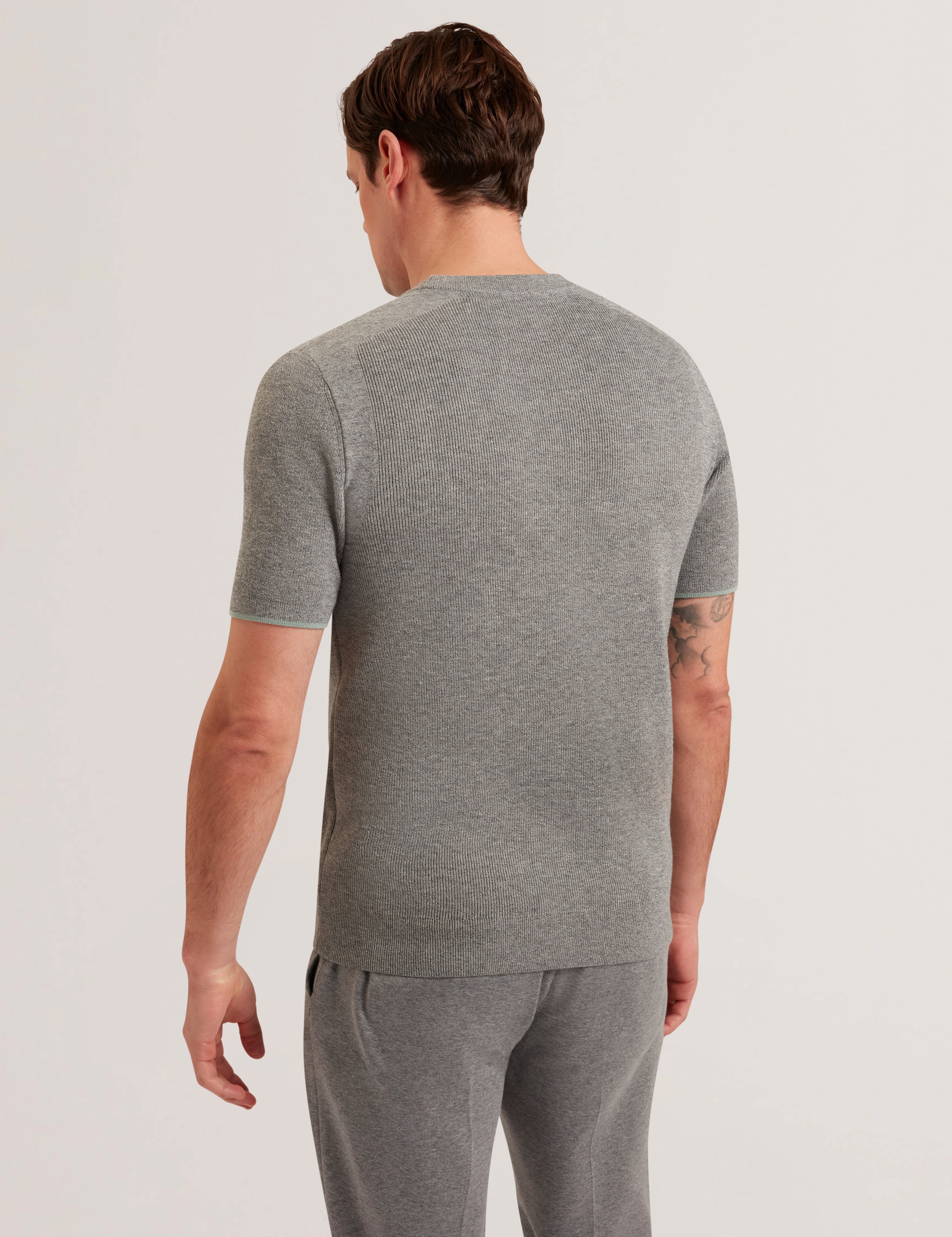 Voisin Ss Mixed Ribbed T-Shirt Grey