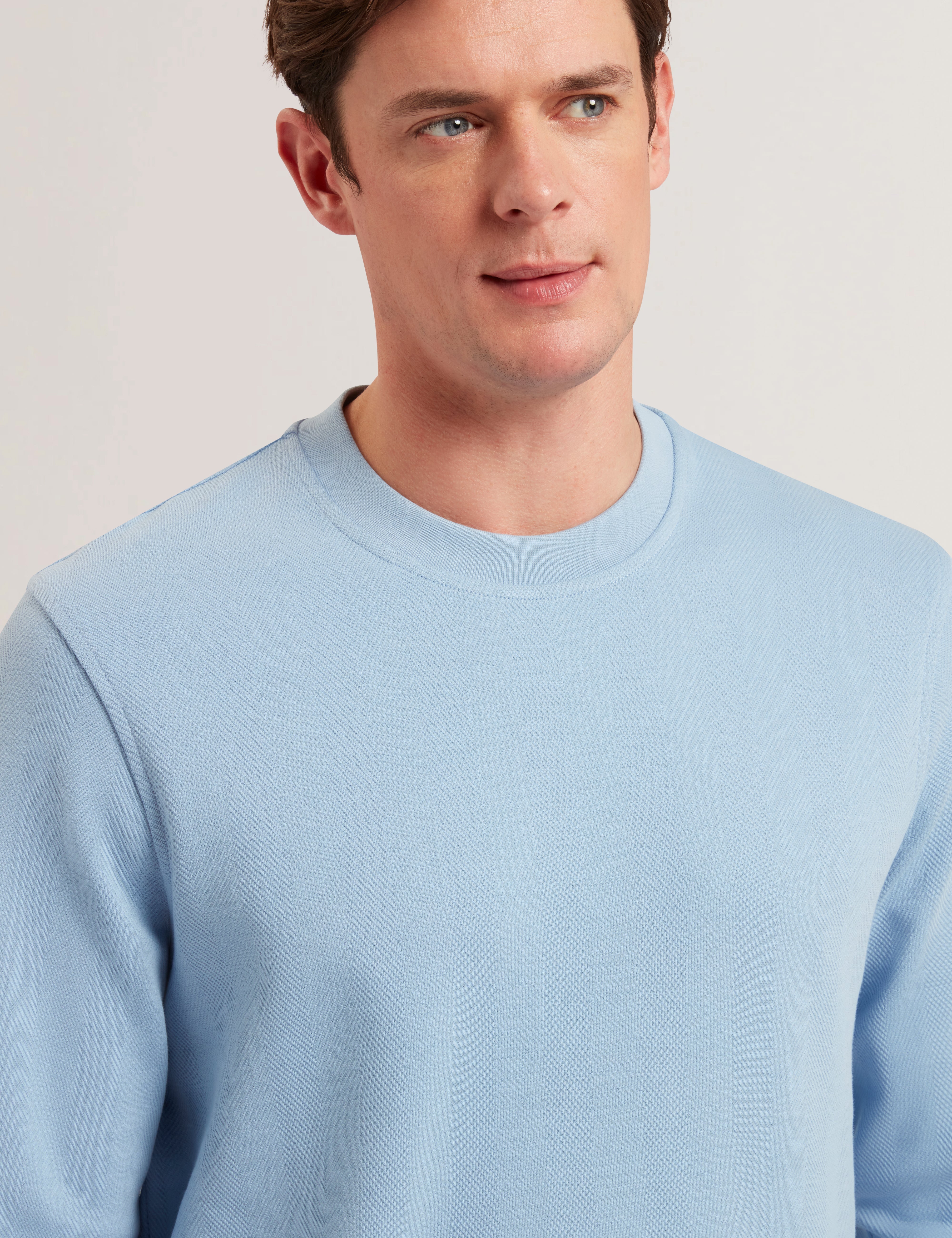 Sharply Long Sleeve Herringbone Sweatshirt Blue