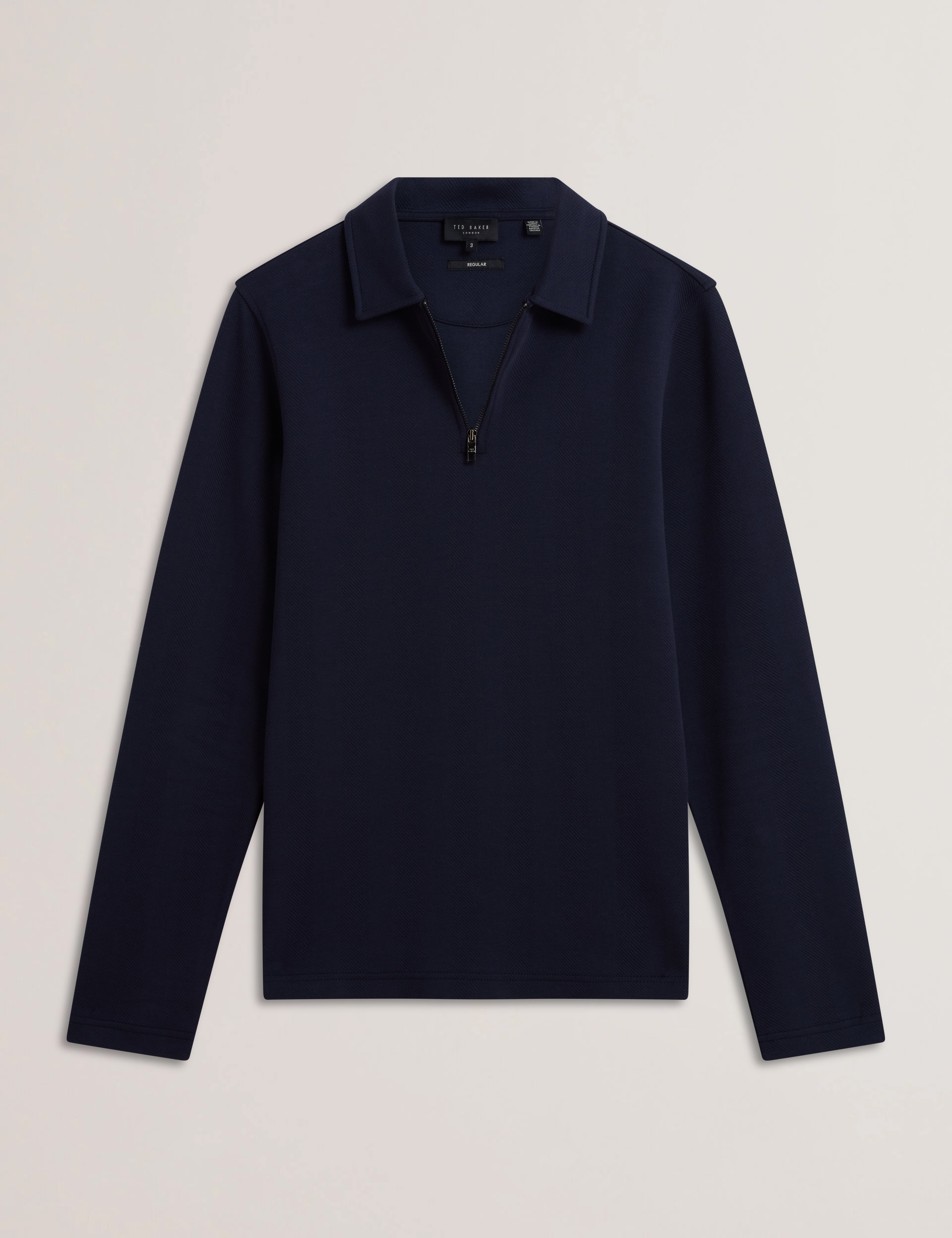 Kalend Ls Zip Herringbone Polo Navy