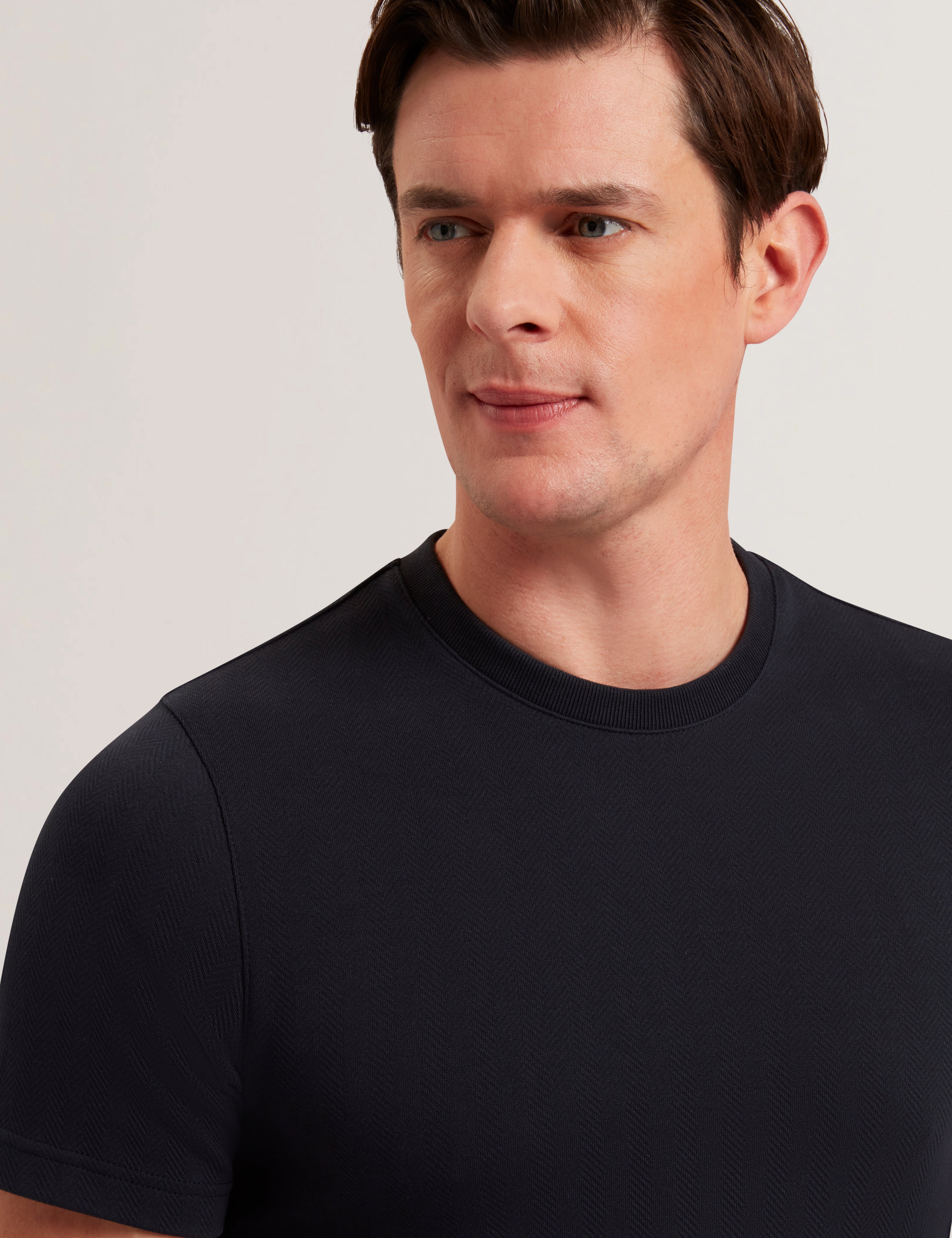 Ontso Short Sleeve Regular Herringbone T-Shirt Navy