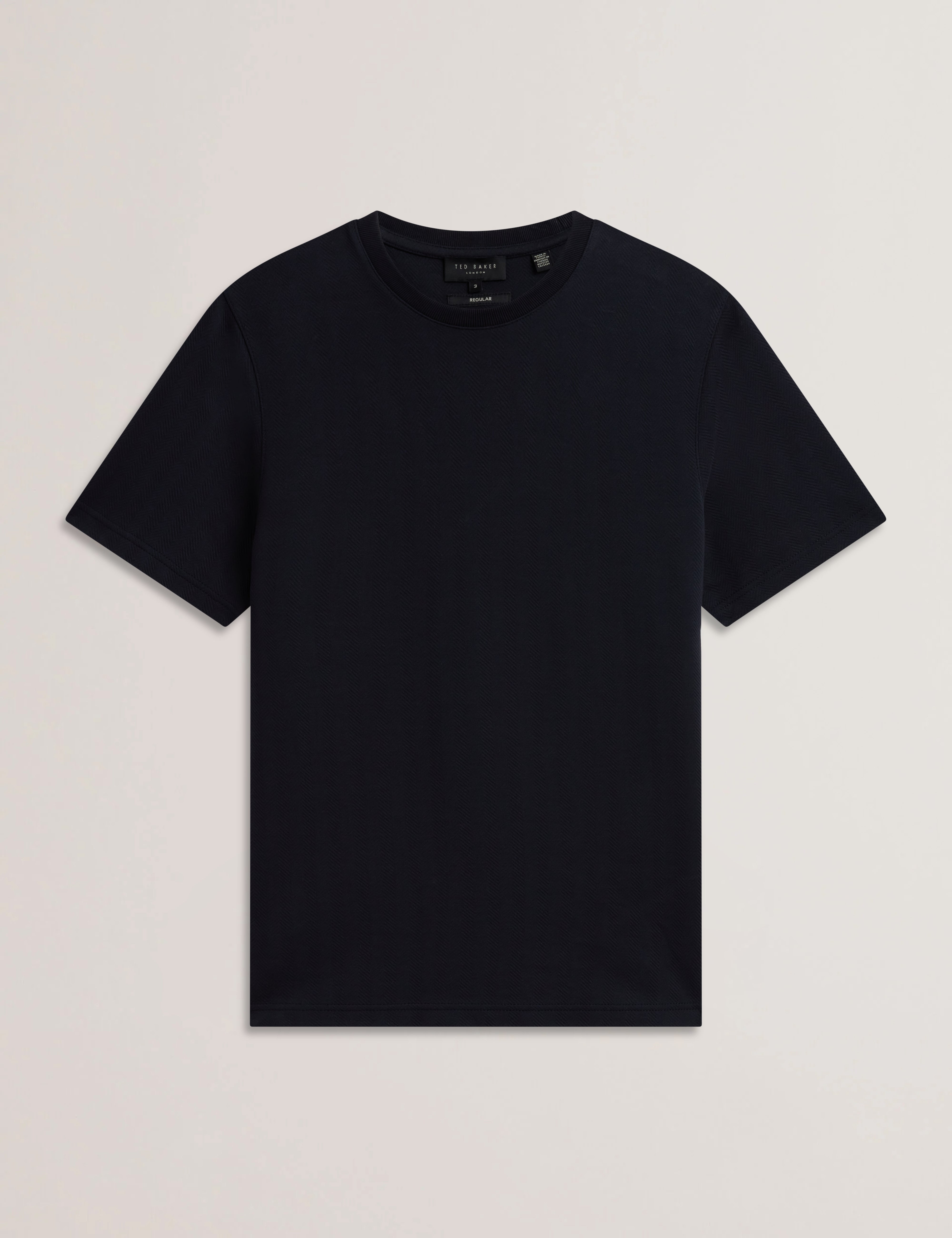 Ontso Short Sleeve Regular Herringbone T-Shirt Navy