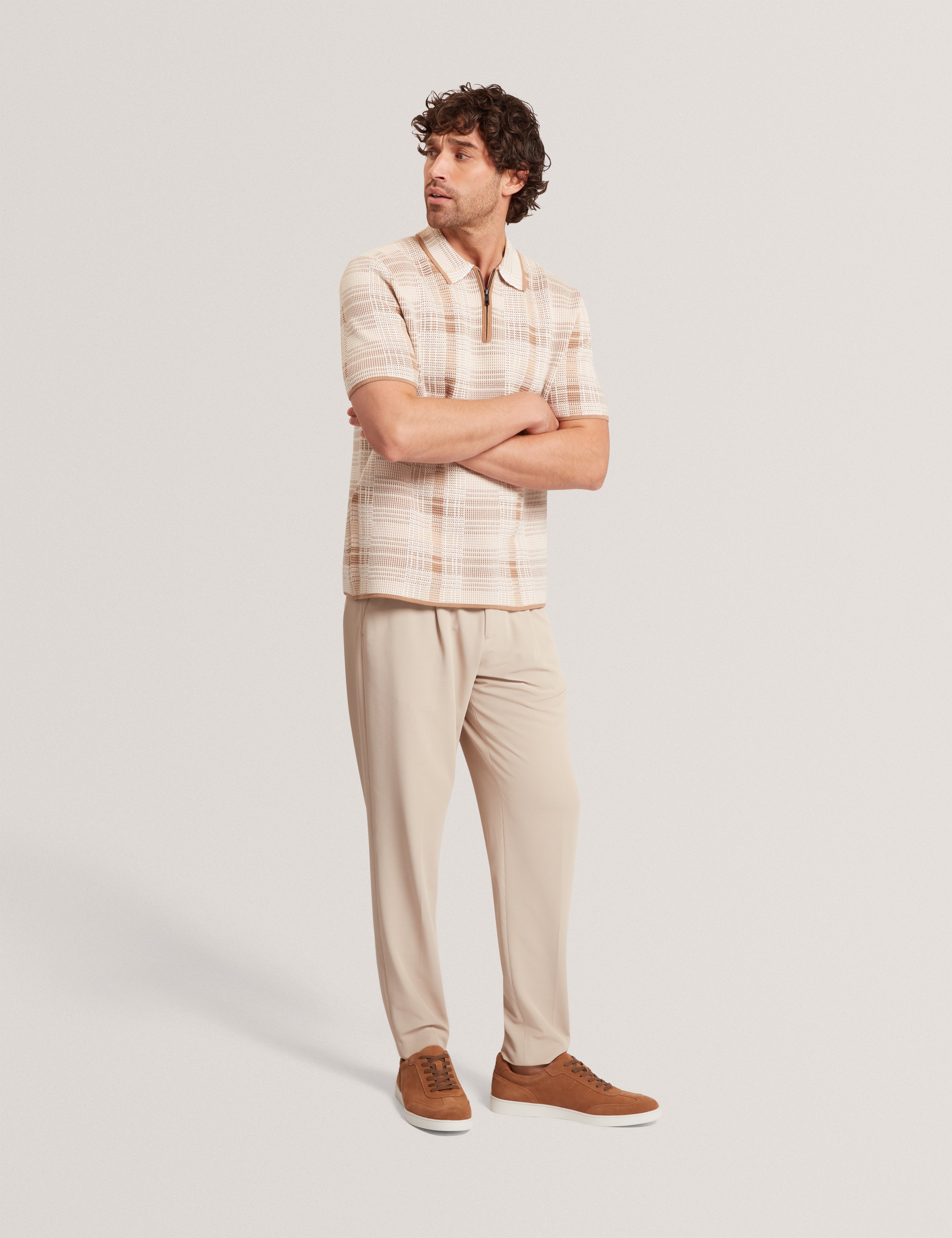 Cialdat Tapered Waffle Knit Trouser Stone