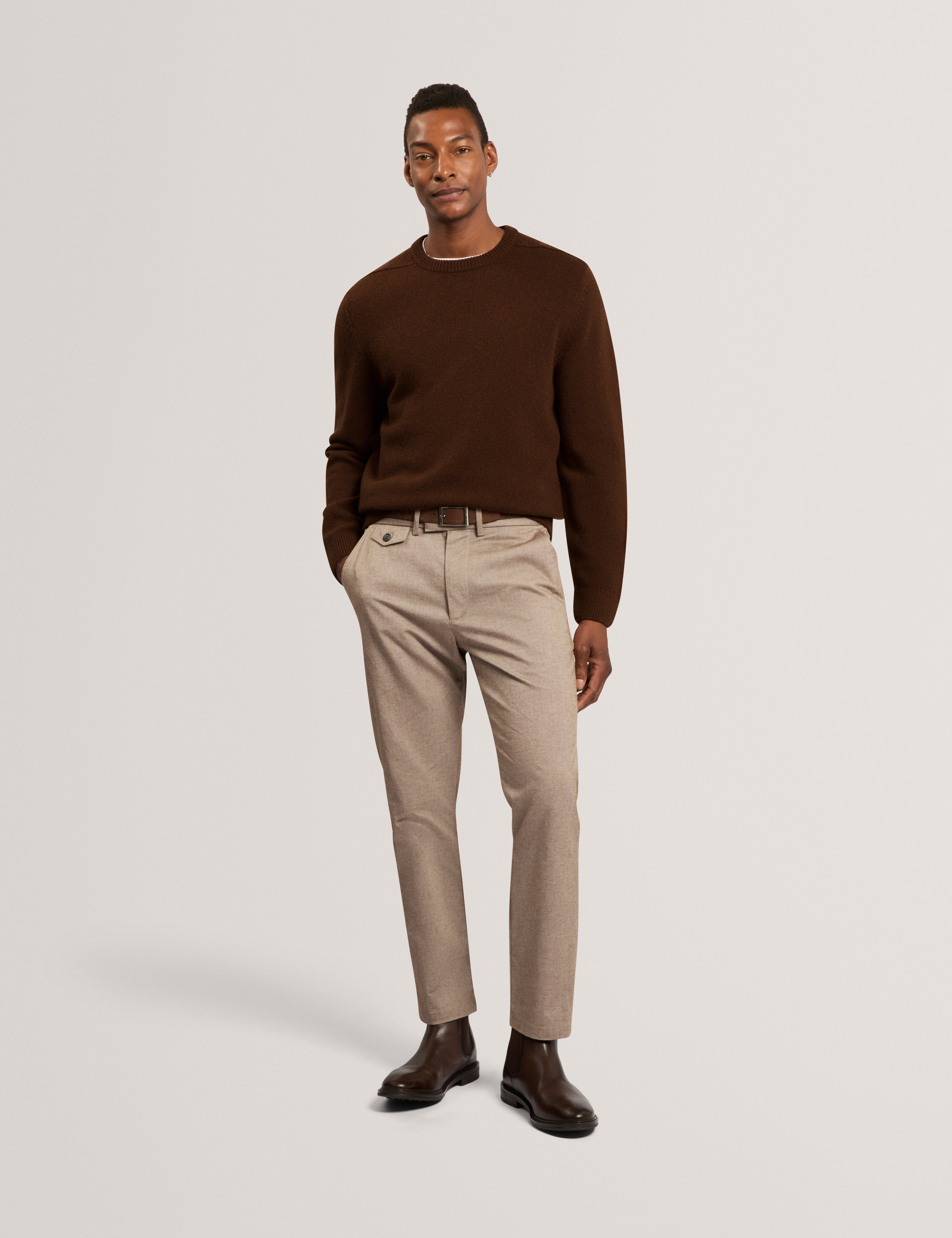 Demario Wool Blend Relaxed Fit Wool Jumper Dk-Brown