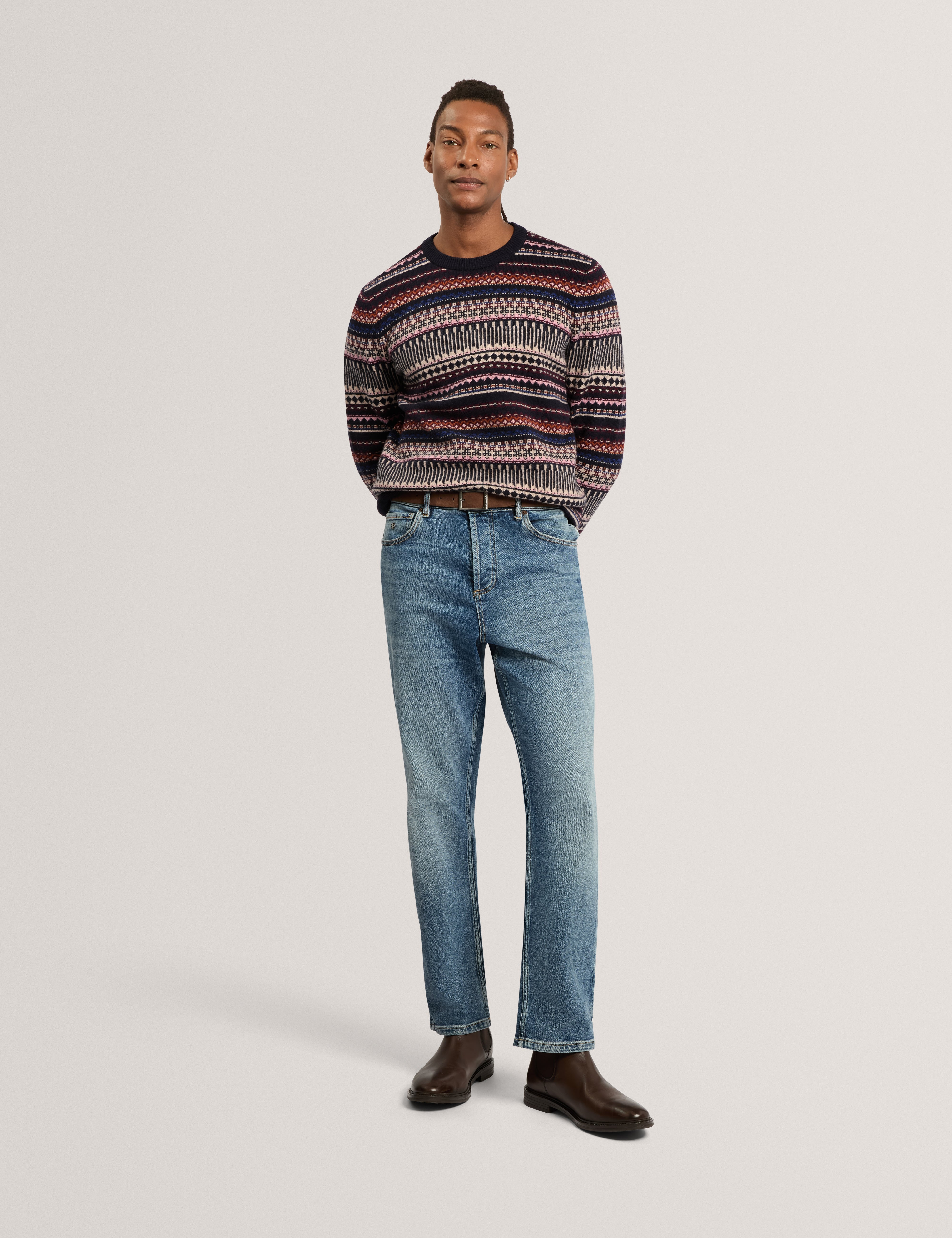 Amarat Long Sleeve Fair Isle Crew Neck Jumper Multicol
