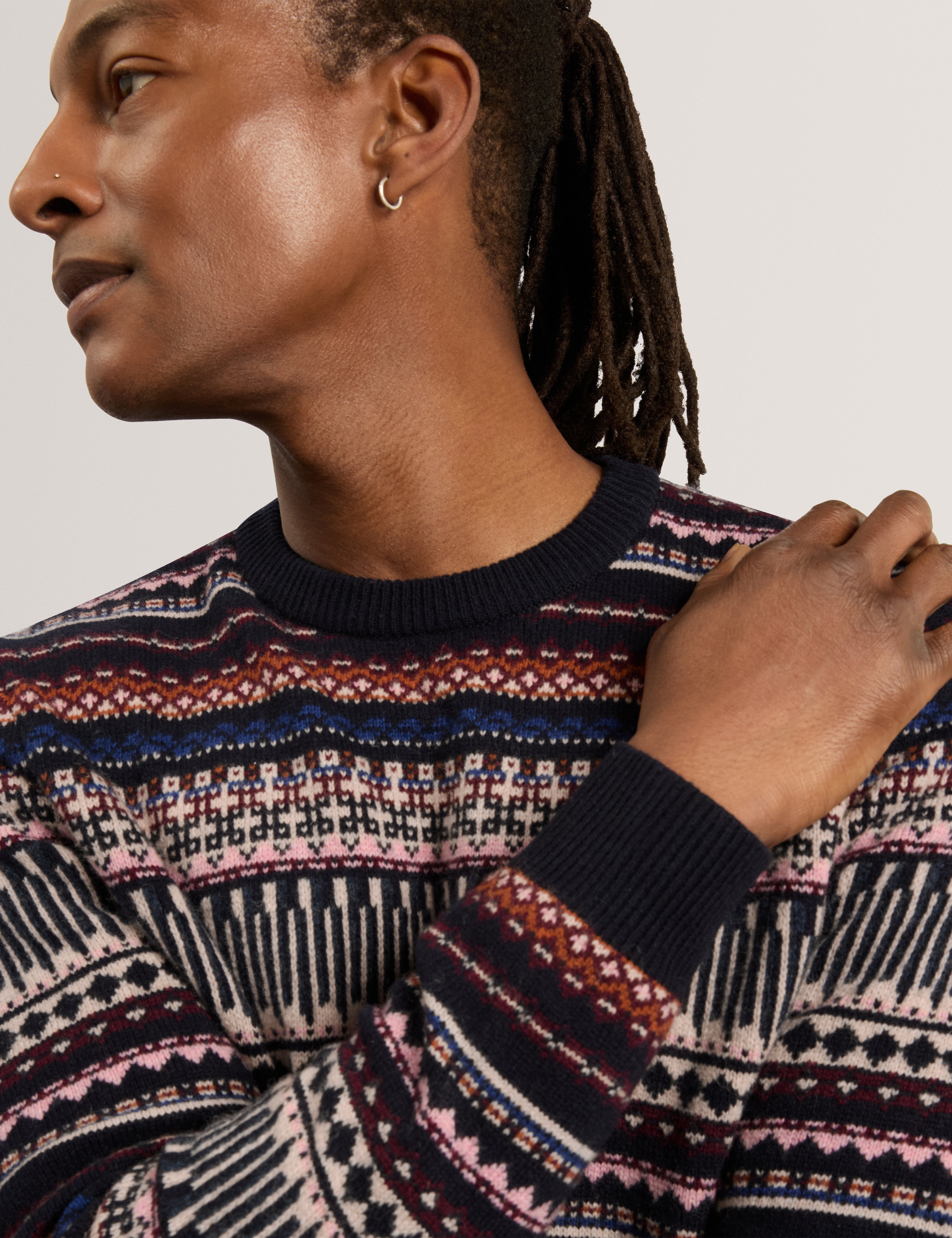 Amarat Long Sleeve Fair Isle Crew Neck Jumper Multicol