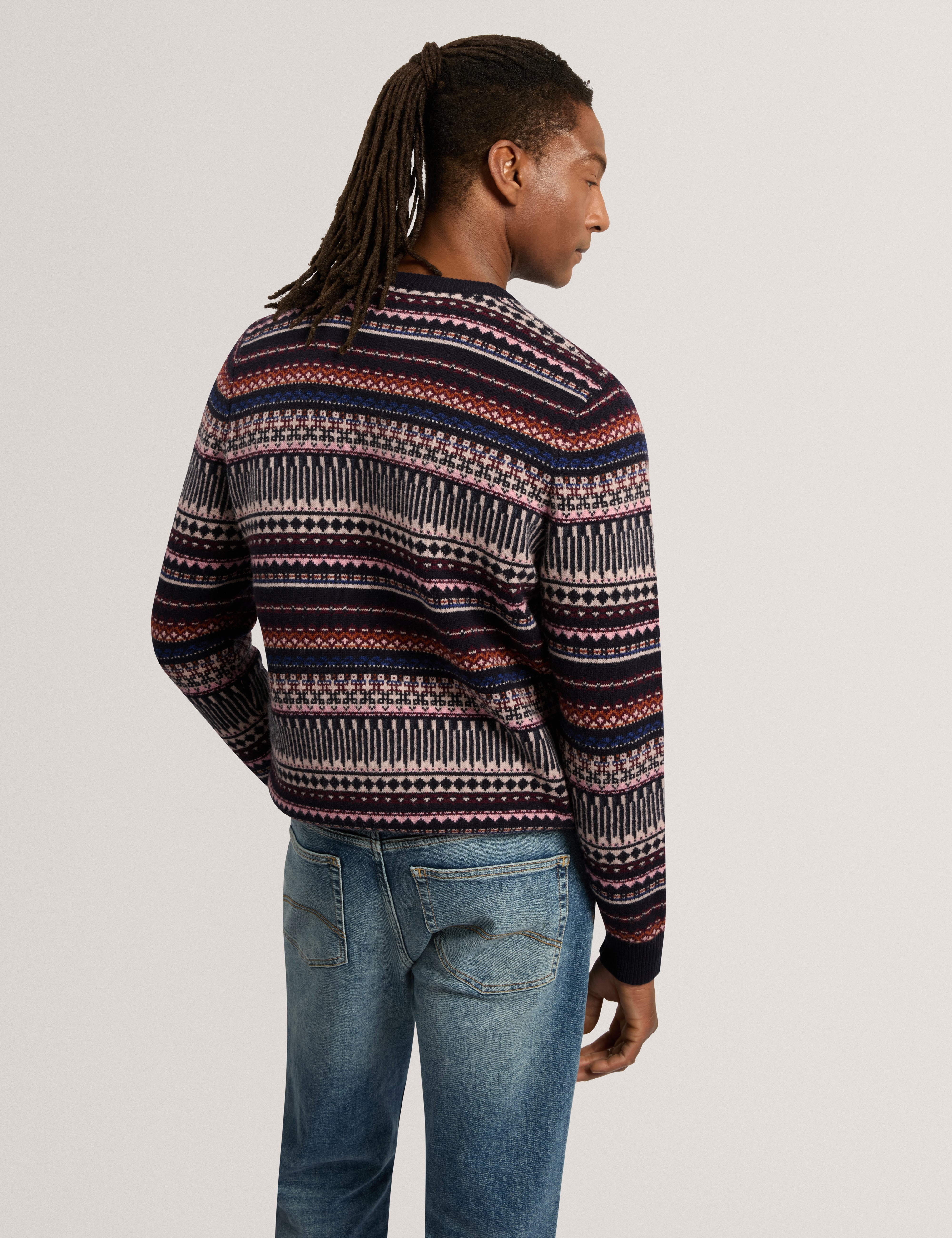 Amarat Long Sleeve Fair Isle Crew Neck Jumper Multicol