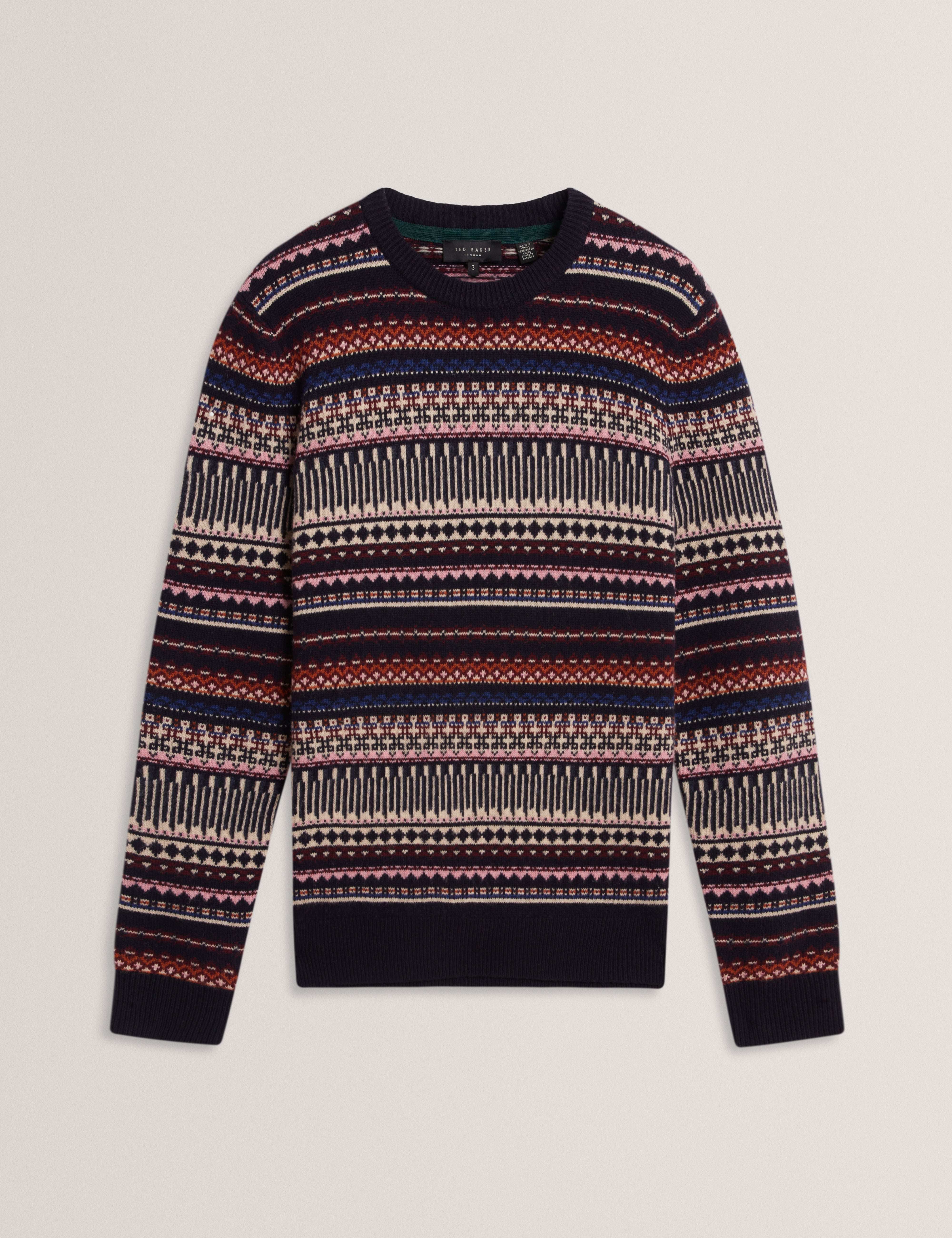 Amarat Long Sleeve Fair Isle Crew Neck Jumper Multicol