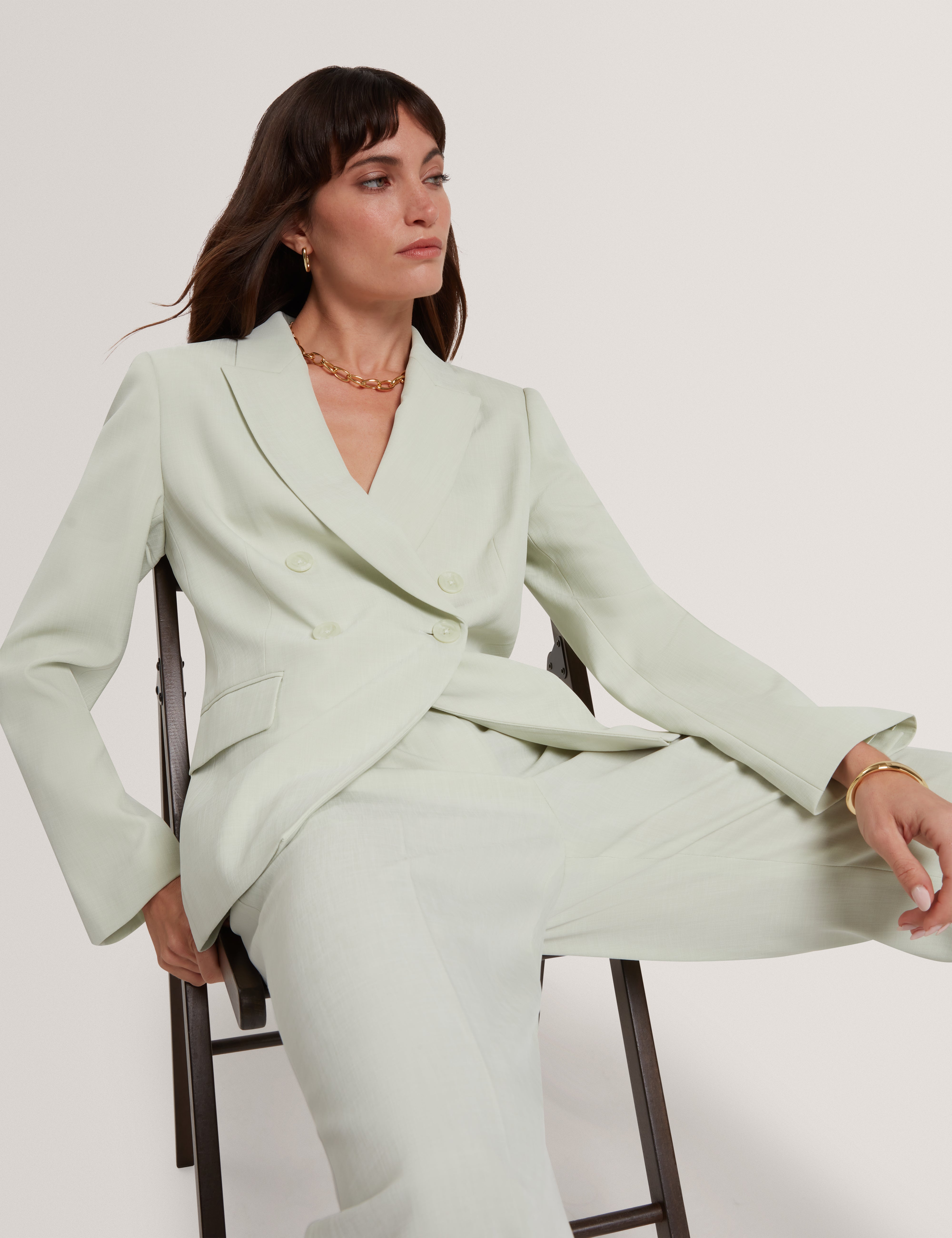 Brida Double Breasted Blazer Pl-Green