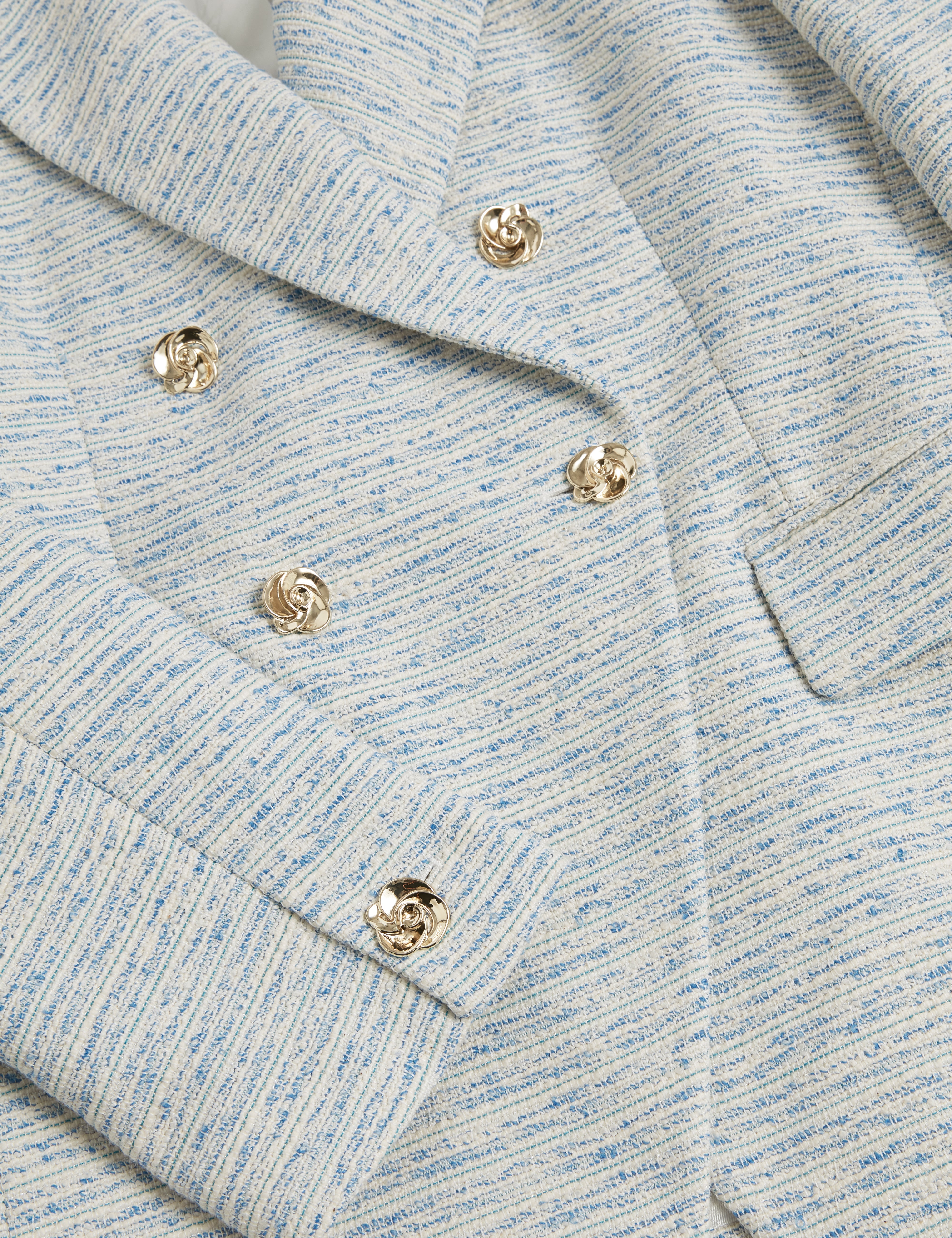 Acadie Double Breasted Boucle Blazer Lt-Blue