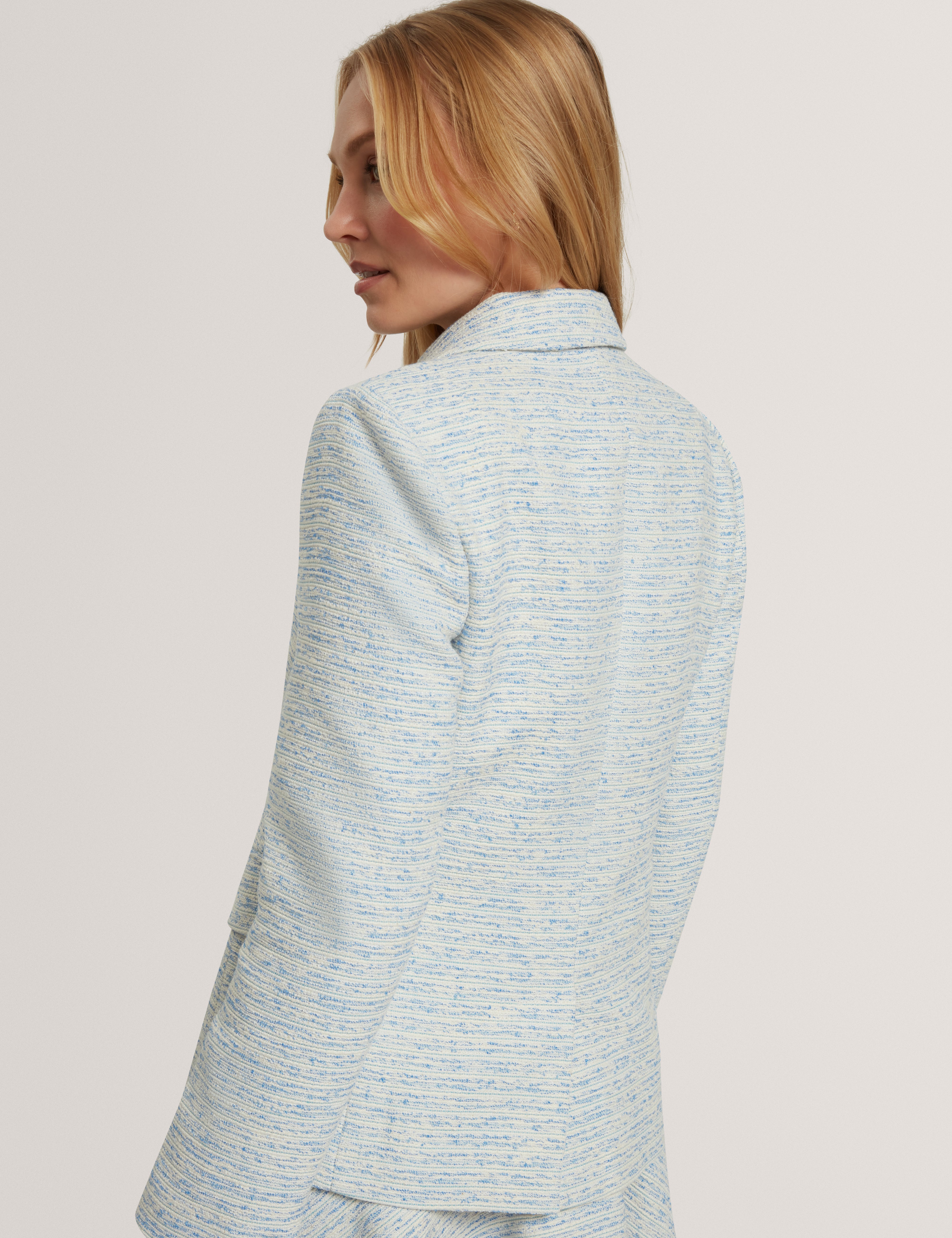 Acadie Double Breasted Boucle Blazer Lt-Blue