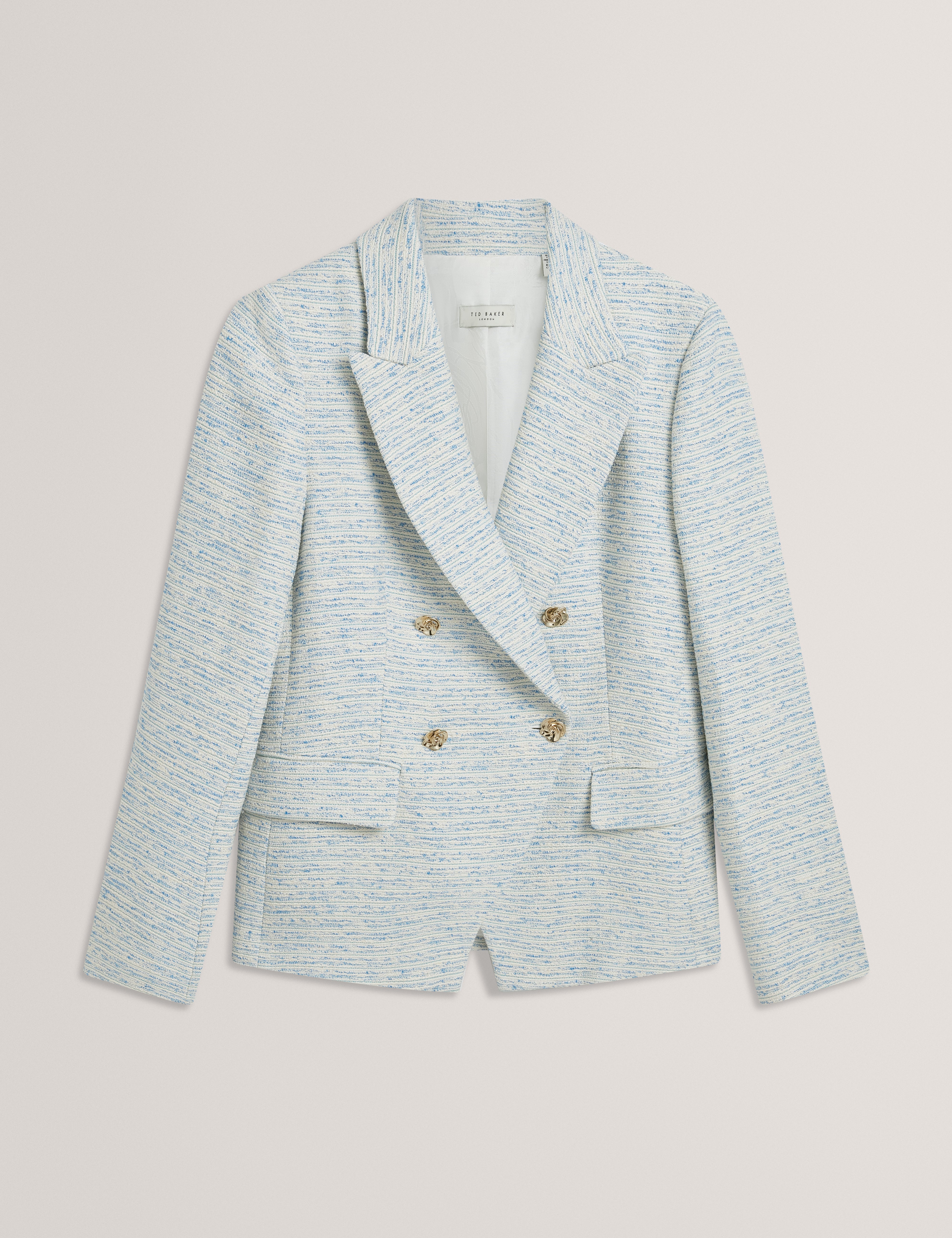 Acadie Double Breasted Boucle Blazer Lt-Blue