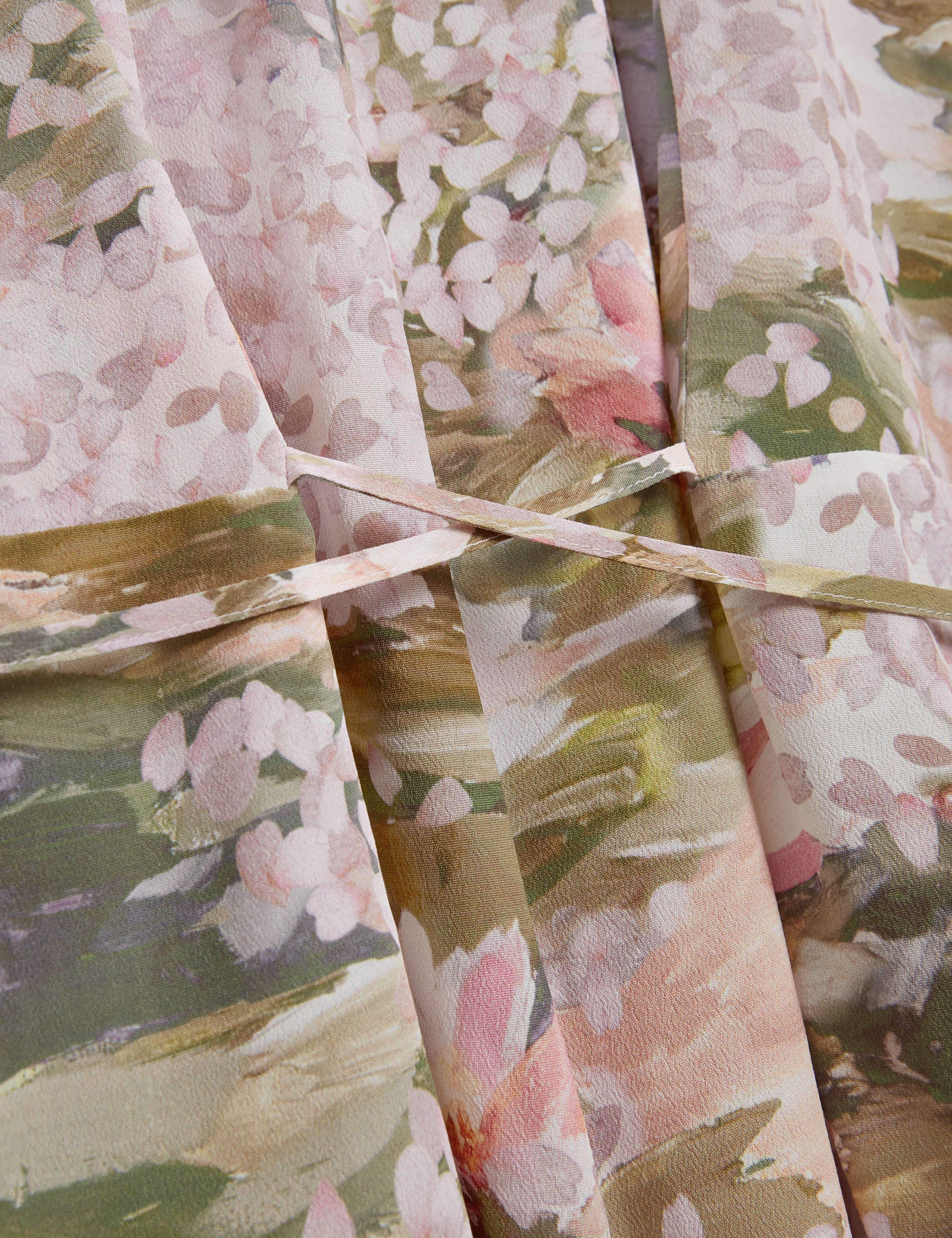 Wiinni Printed Tie Detail Long Sleeve Shirt Pink