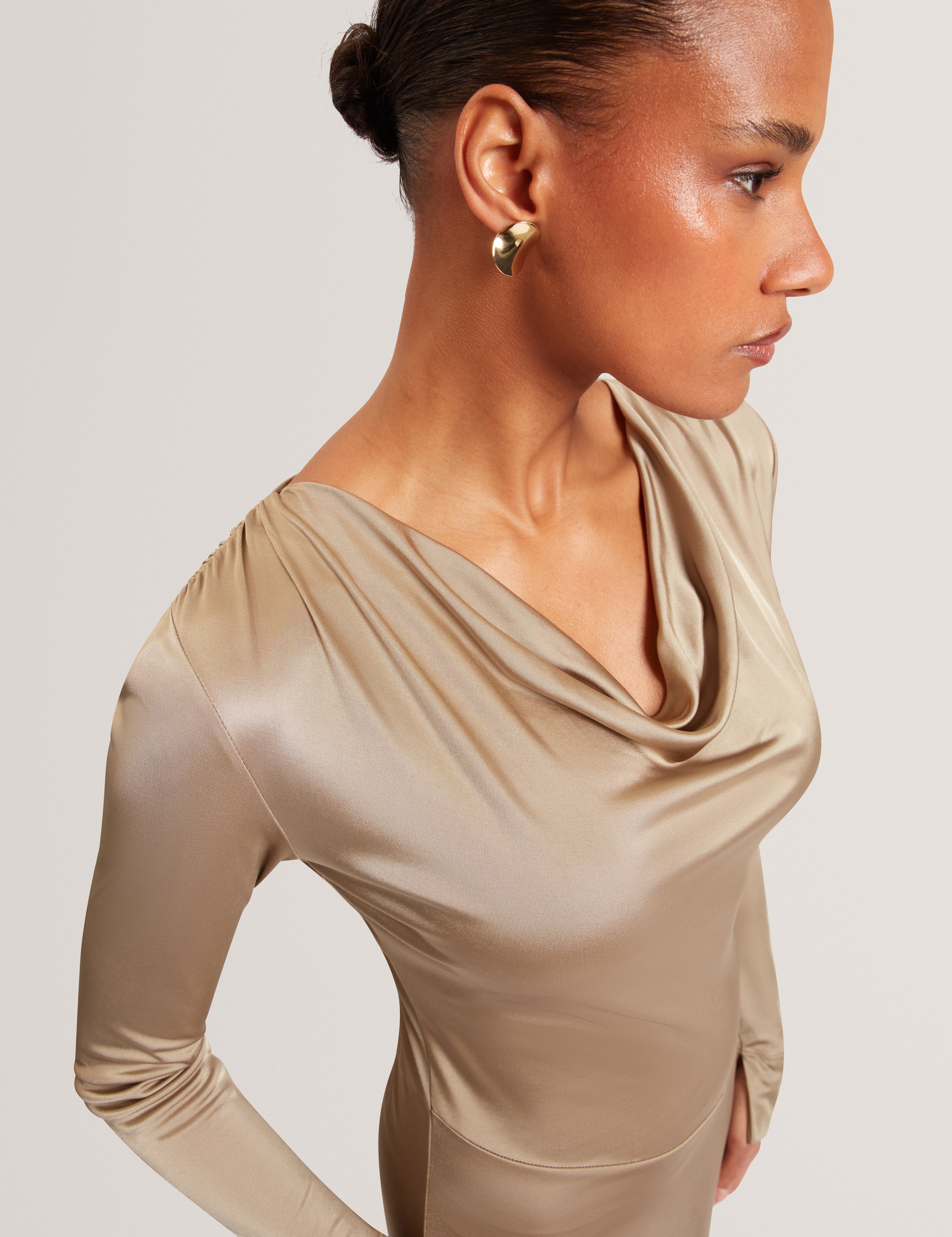 Aianna Cowl Neck Midi Dress Olive