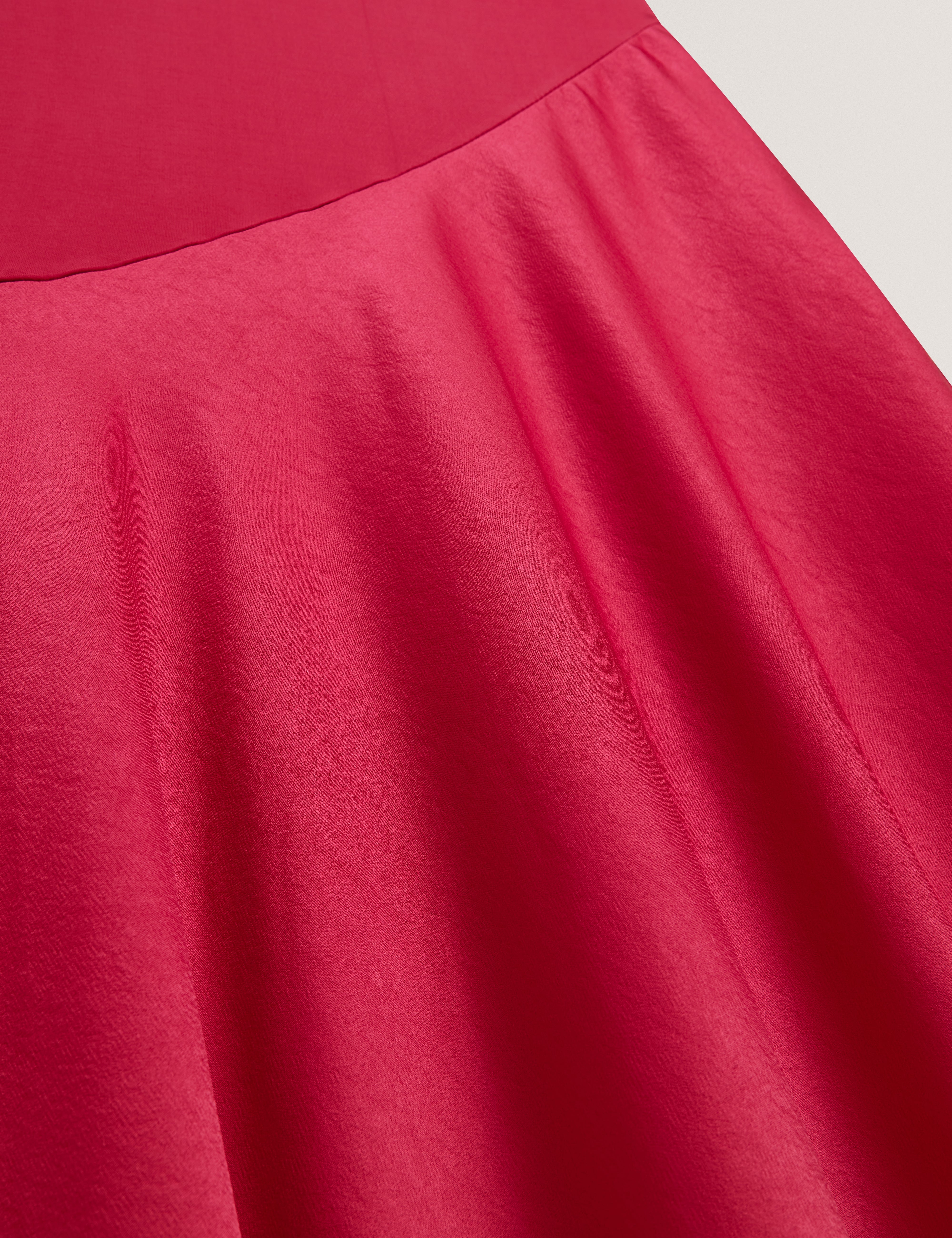 Jaspara Drape Neck Midi Dress With Satin Skirt Brt-Pink