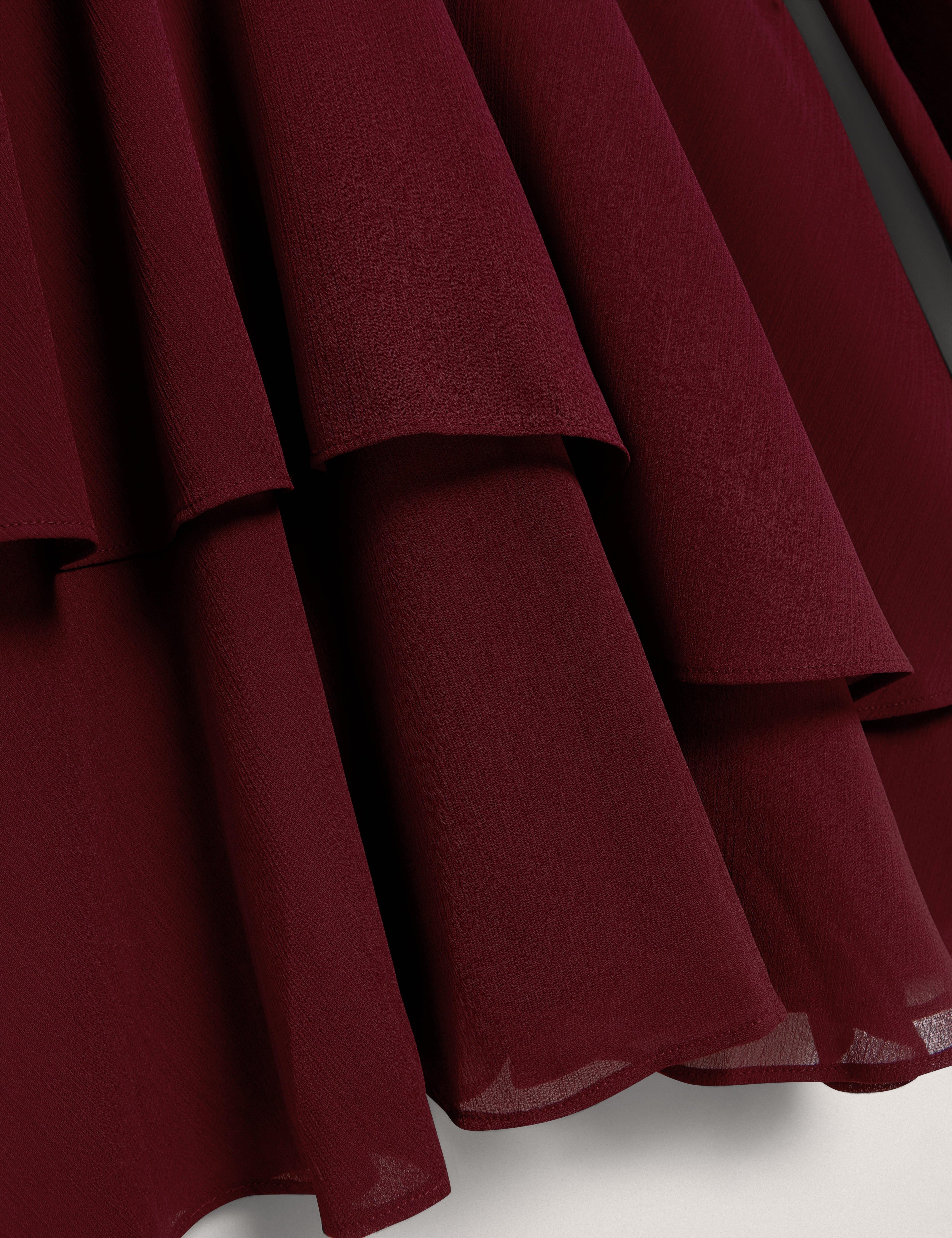 Serento Tiered Long Sleeve Mini Dress Oxblood