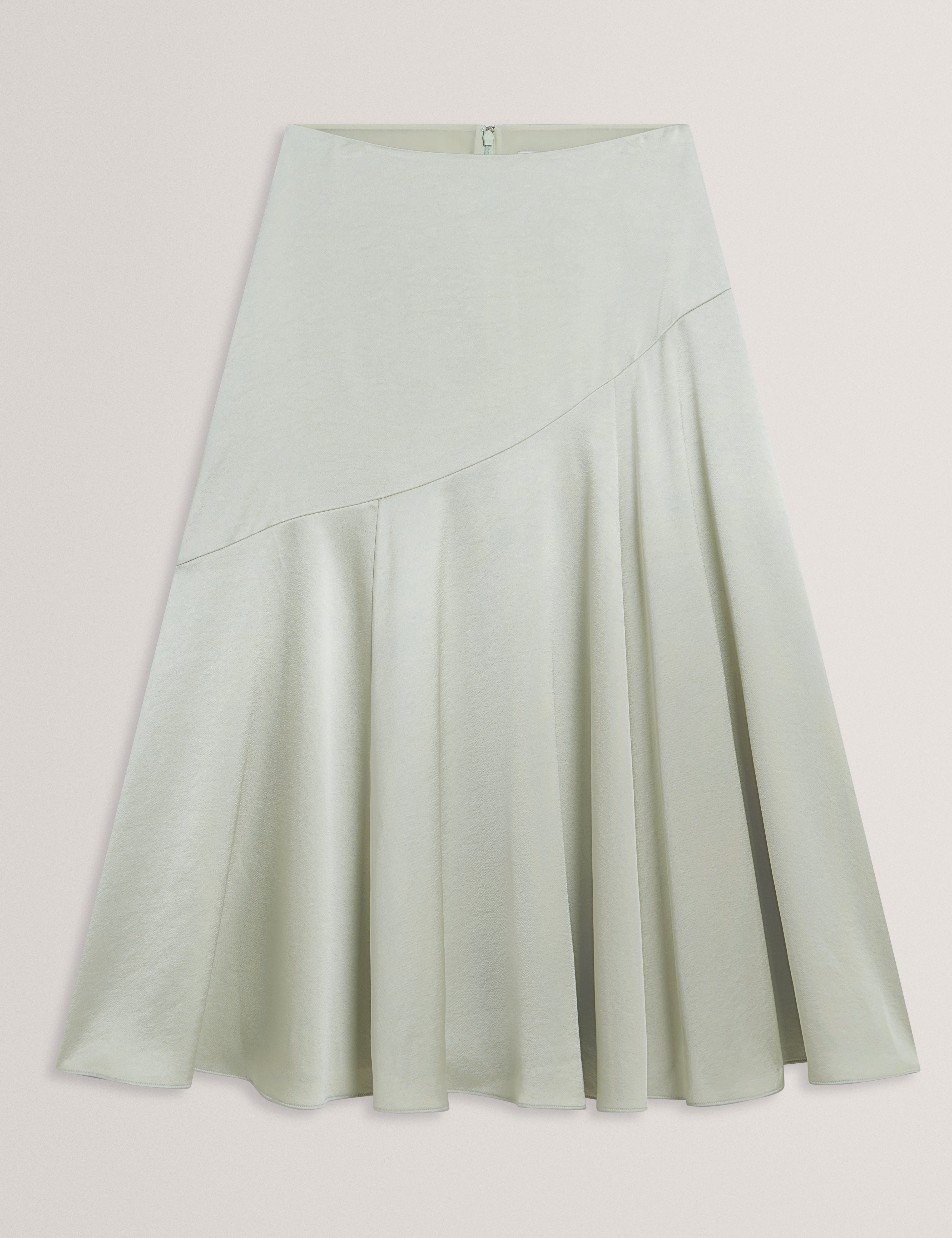 Harlah Midi Skirt With Diagonal Seam Detail Mid-Green