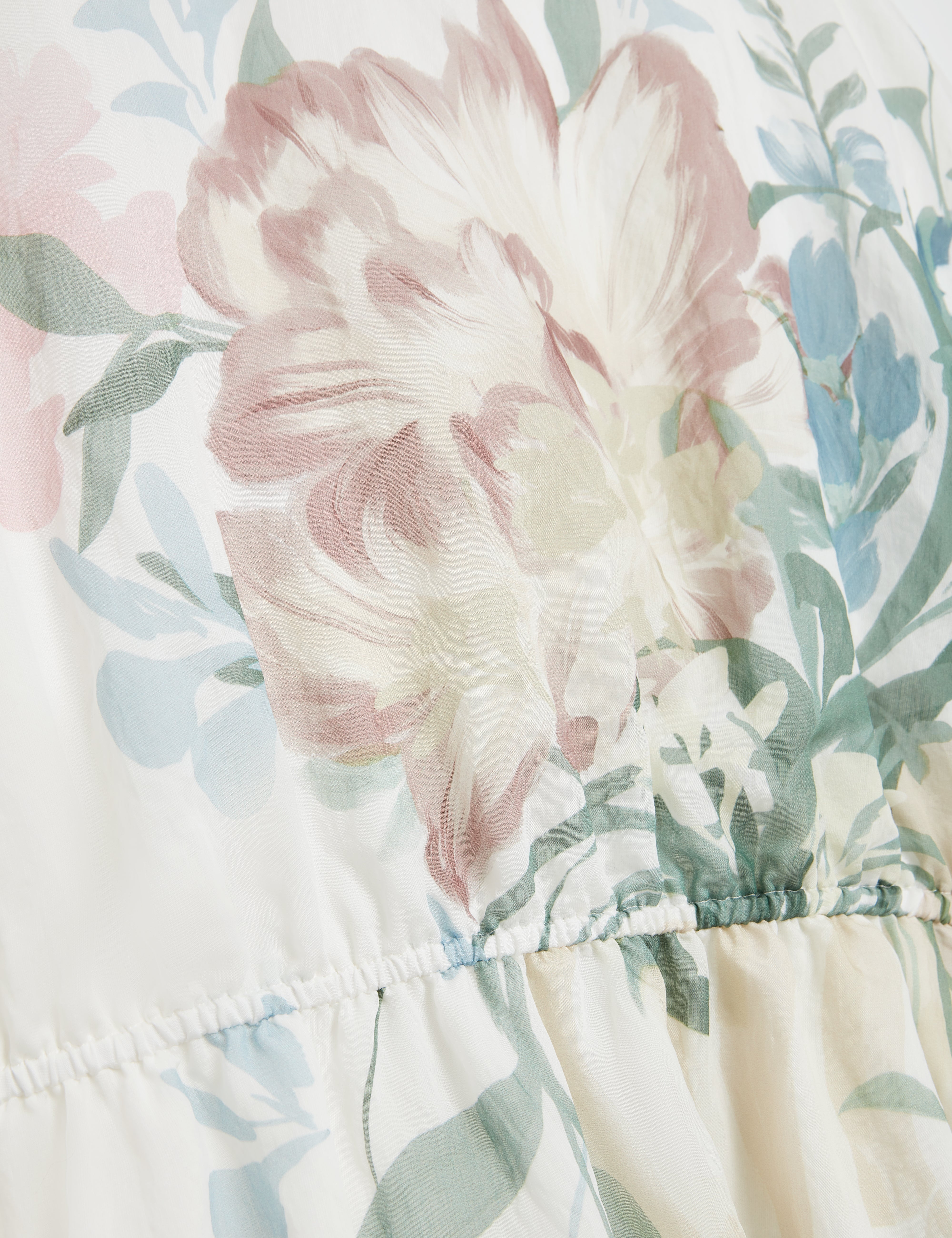 Ahlanza Printed Puff Sleeve Peplum Top Ivory